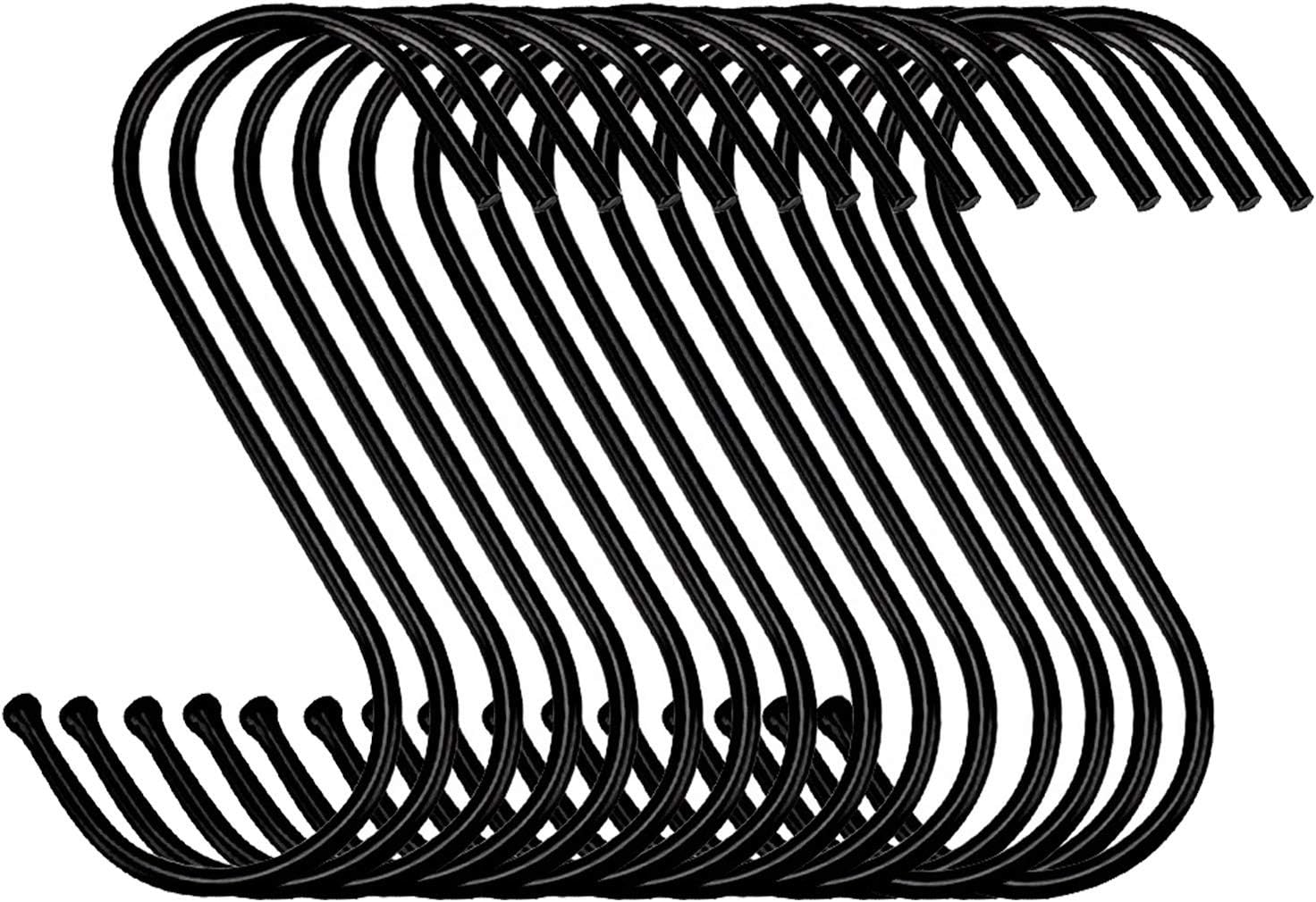 30 Pack Black Steel S Hooks for Kitchen and Garage