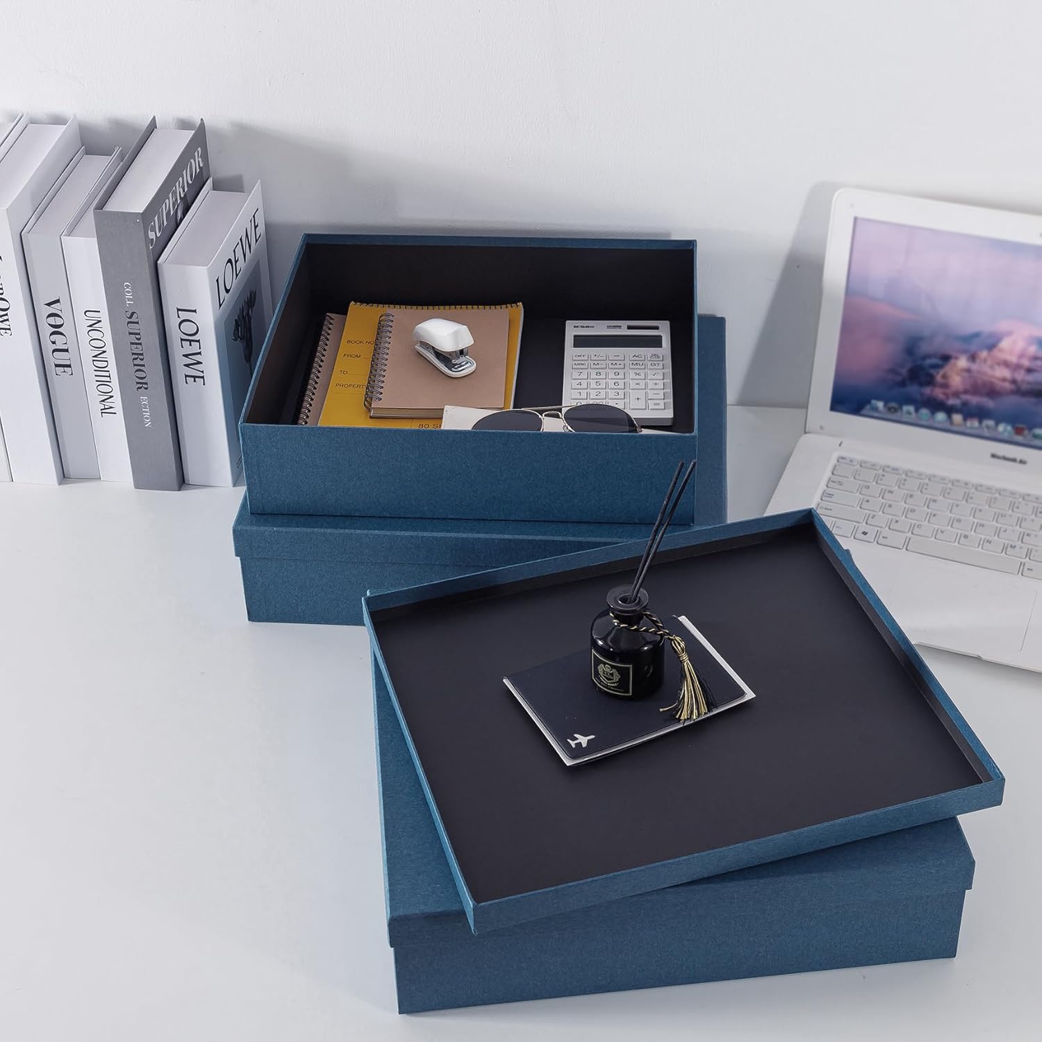 Soul Lane Decorative Storage Boxes Set Navy Blue