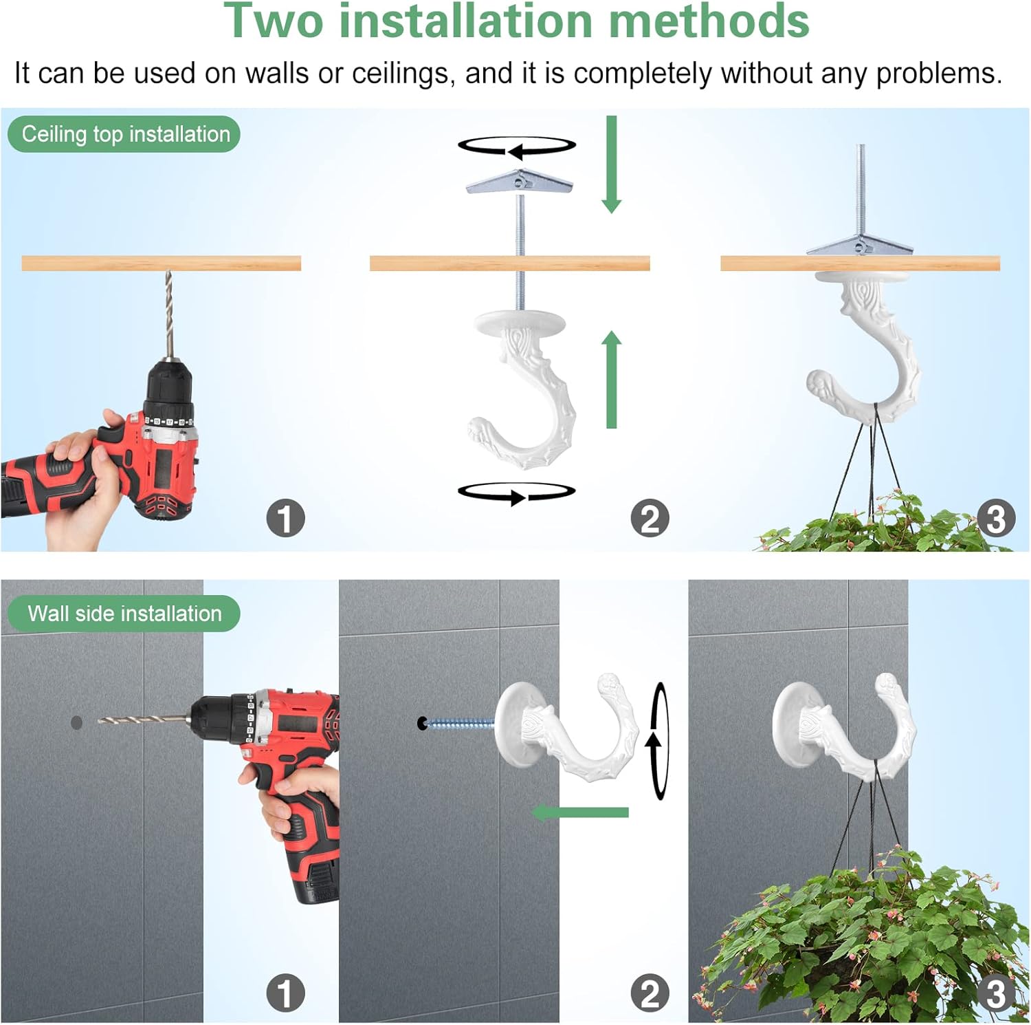 4 Sets Swag Hooks for Ceiling and Wall Hanging Heavy Duty Metal Hooks with Load Capacity 26 Lb