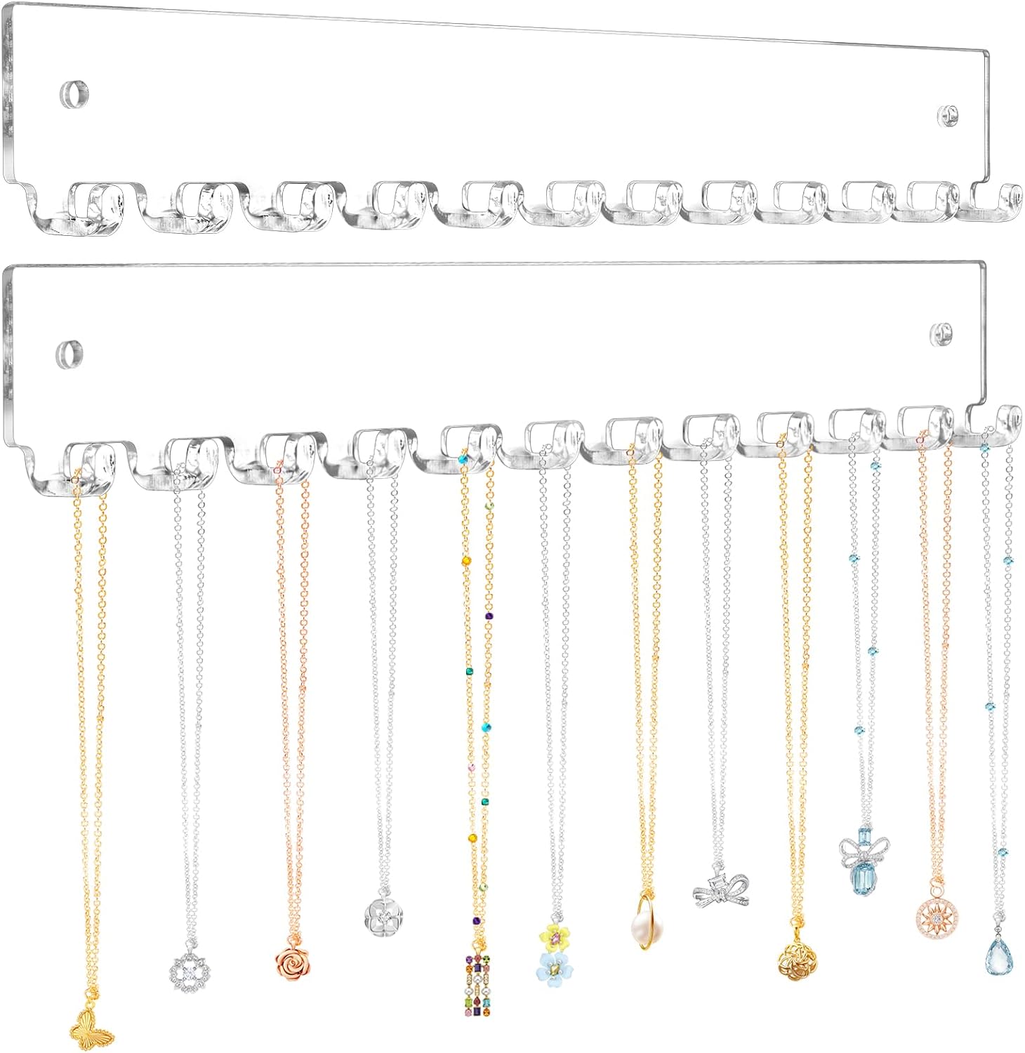 Acrylic Jewelry Holder 2 Pack for Necklaces and Bracelets