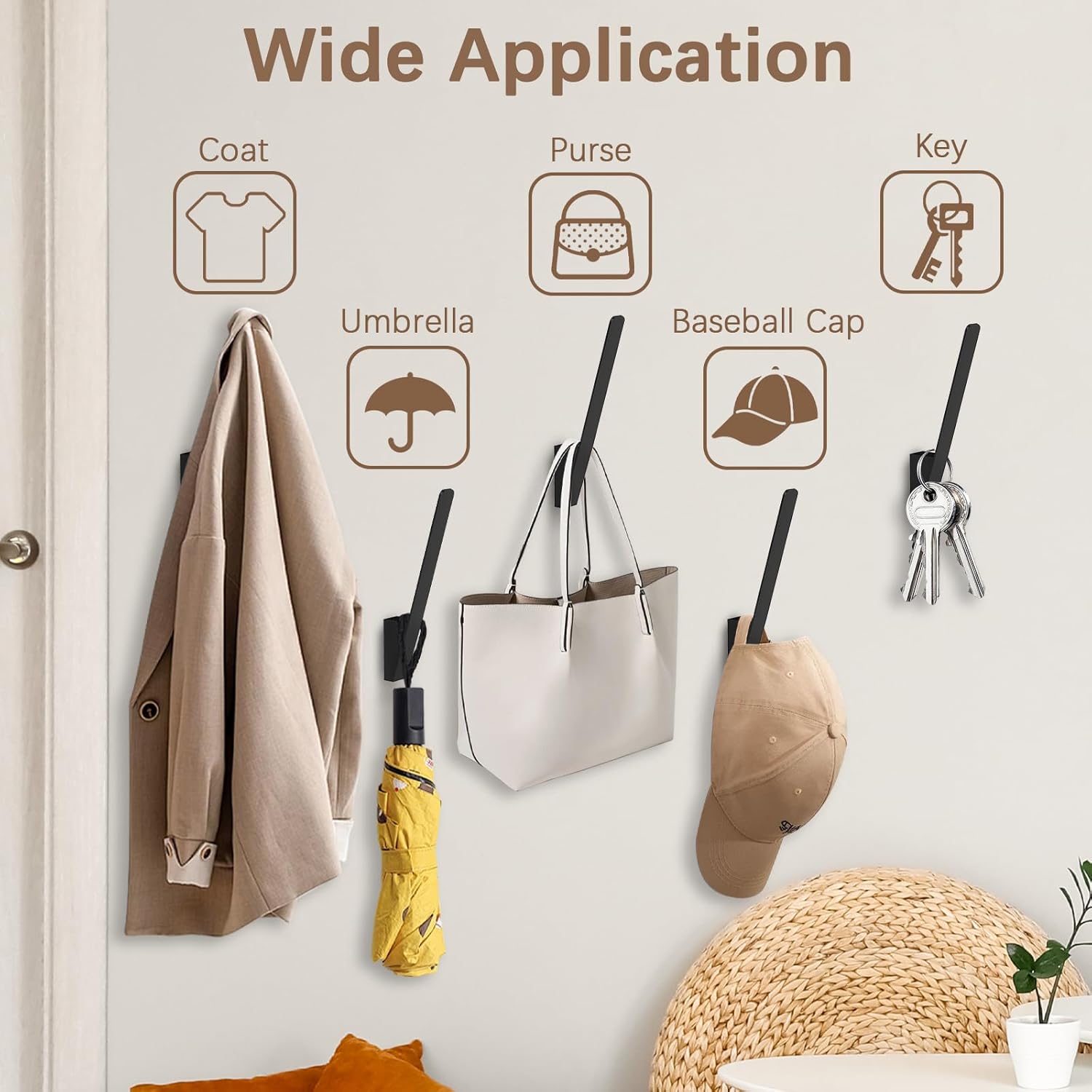 5 Pack Metal Hat Racks for Baseball Caps - Wall Mounted Storage Organizer