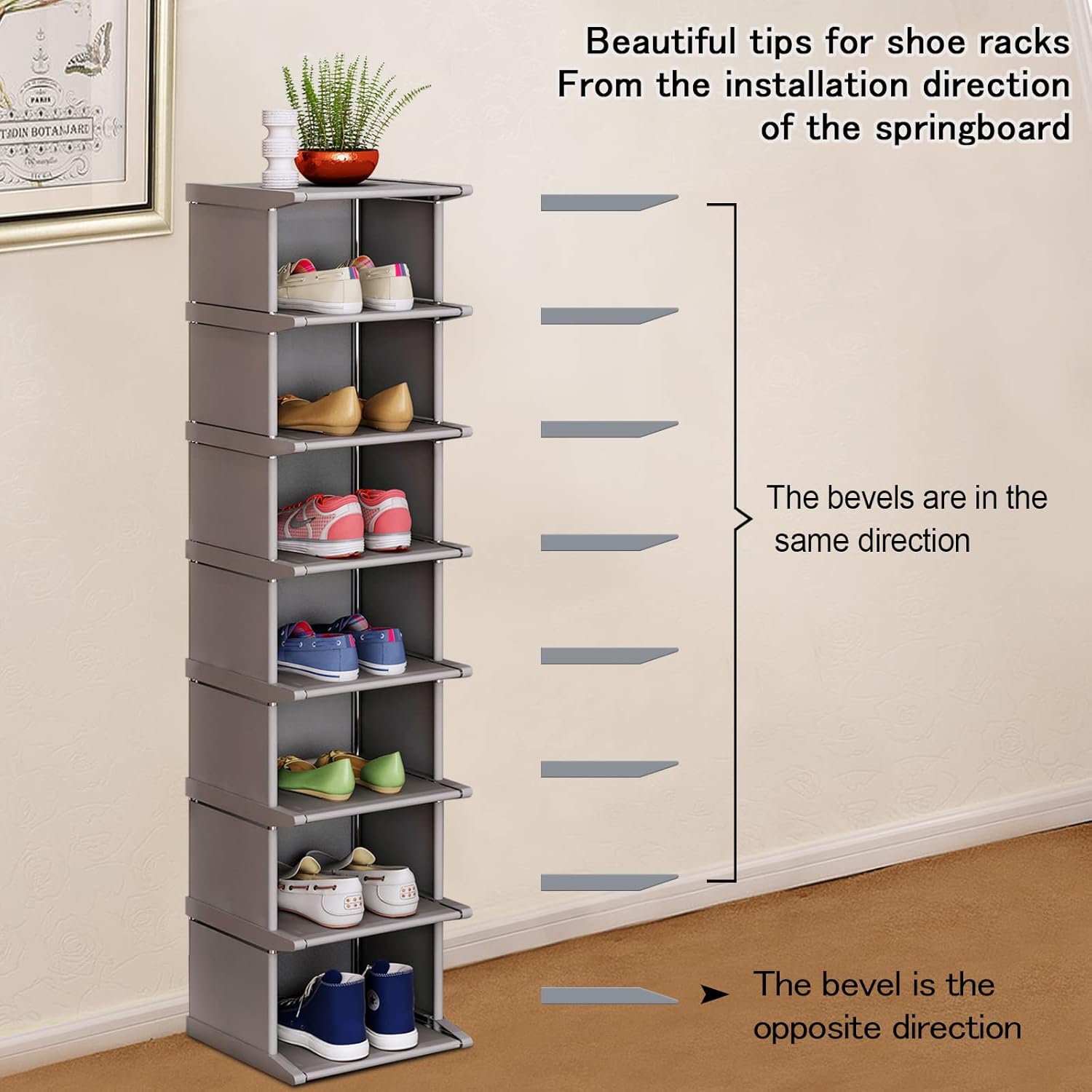 KANAV 8 Tiers Vertical Shoe Rack for Entryway Closet Hallway
