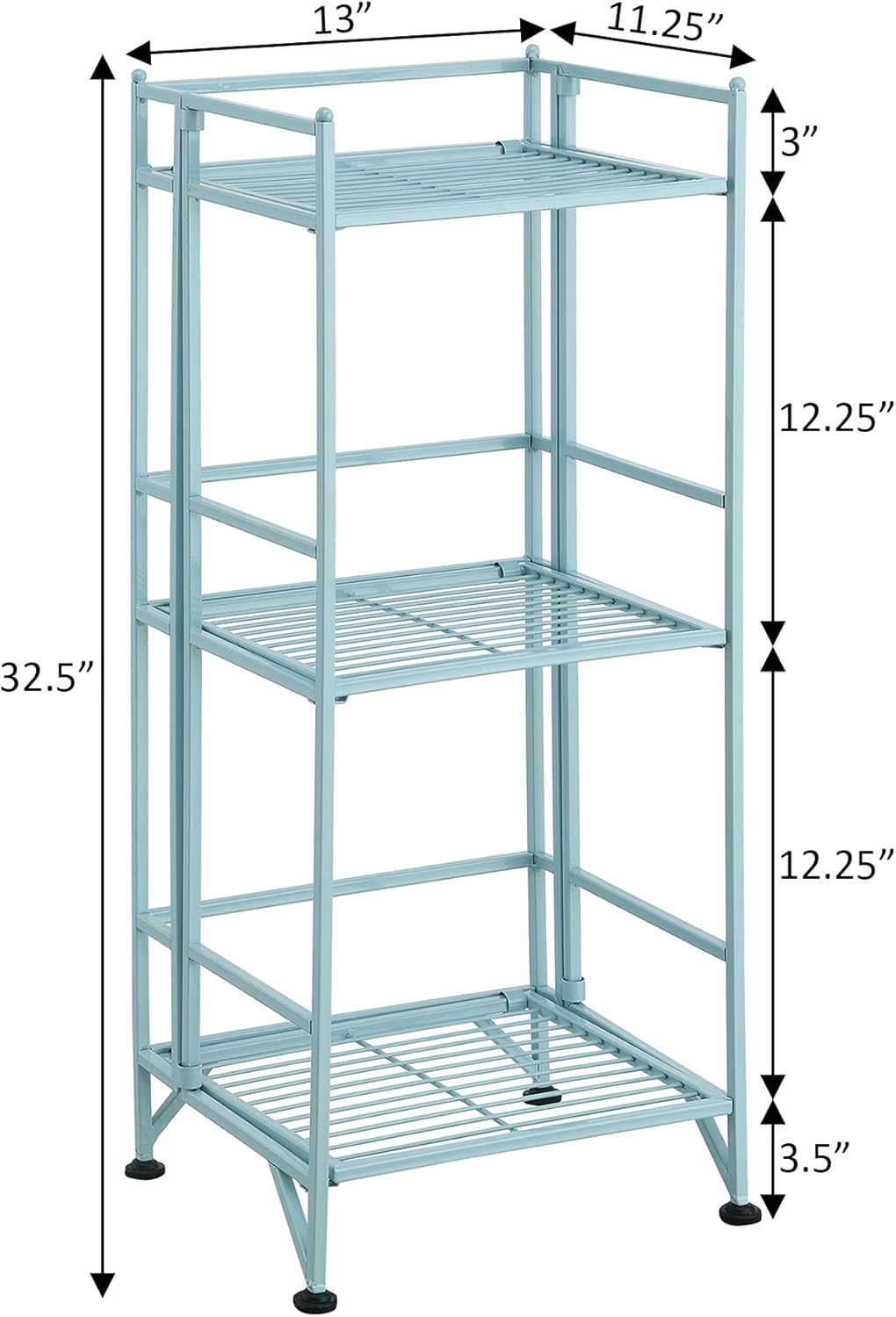 Convenience Concepts Xtra Storage Shelves - 3-Tier Folding Metal Shelves for Modern Home Use