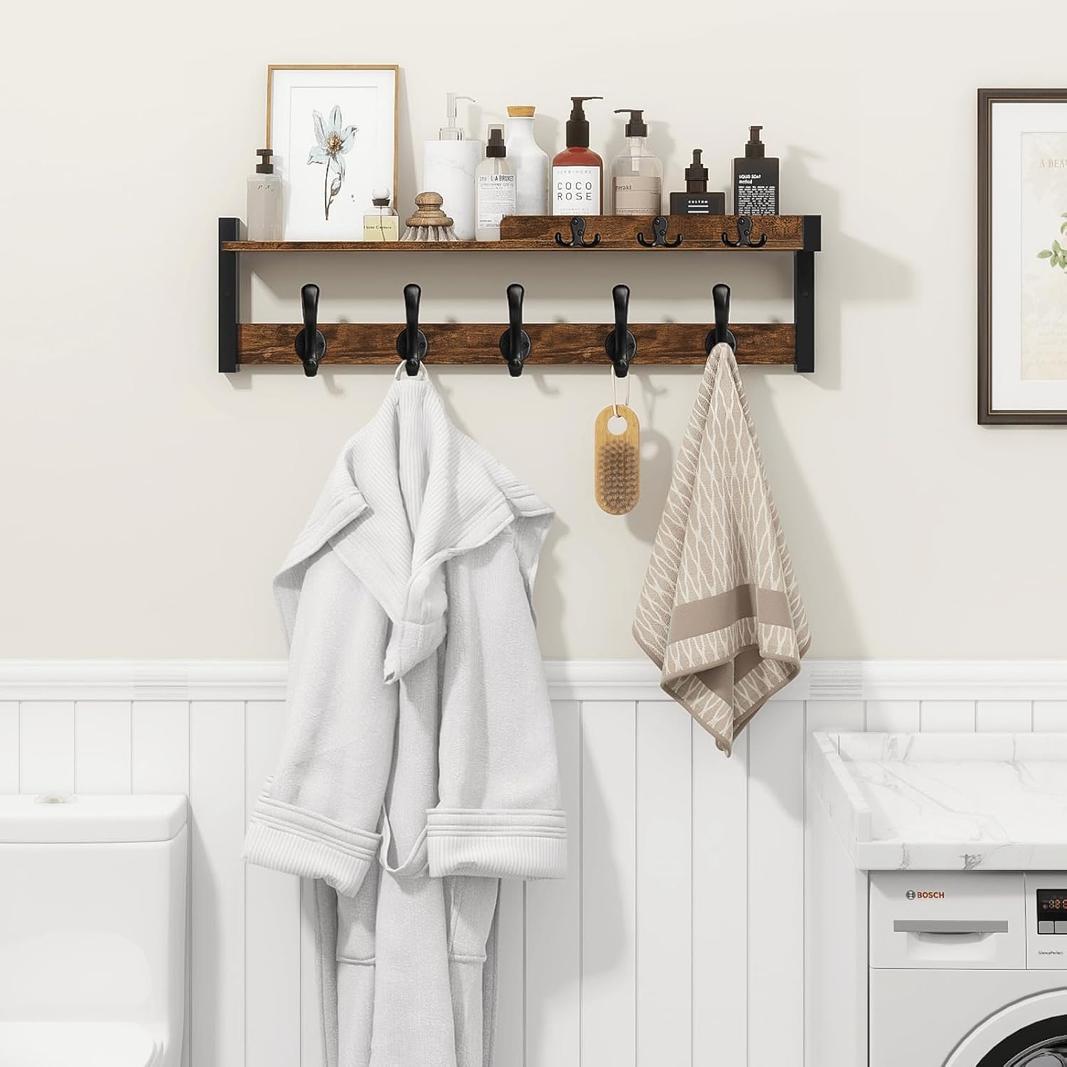 Homode Wall Mount Coat Rack with Shelf and Hooks