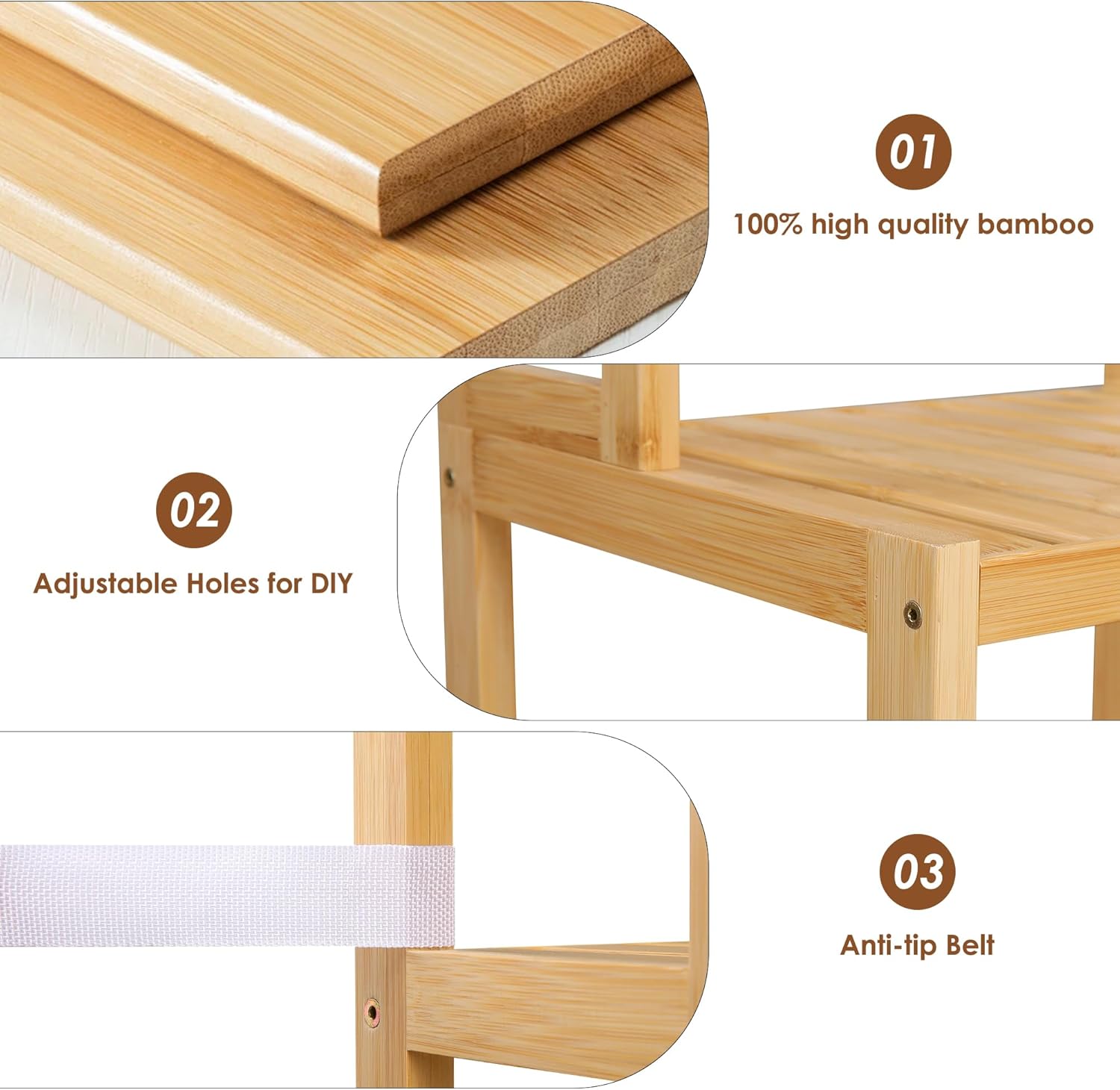 Fotosok Bamboo Shelf 7 Tier 3 Row Plant Stand
