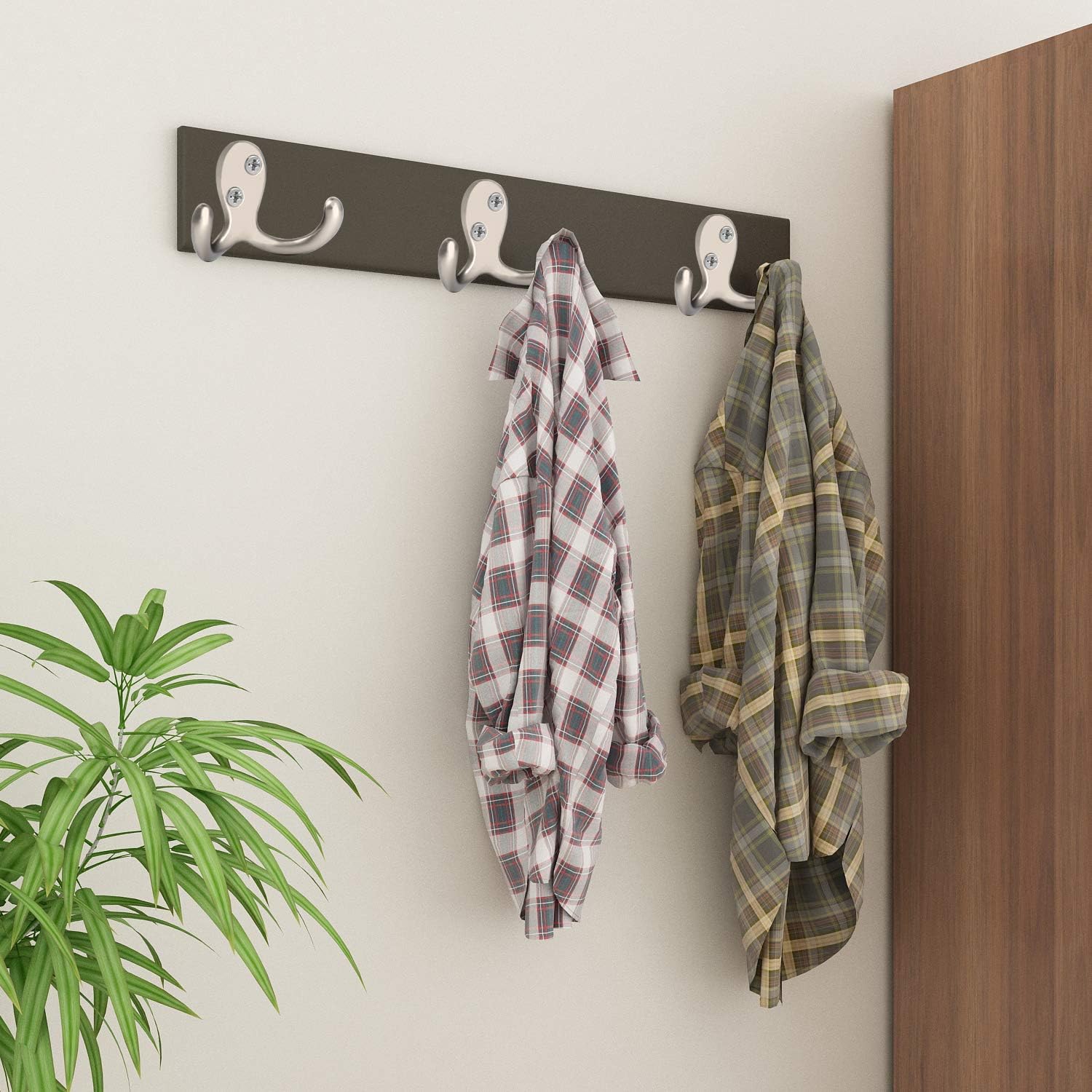 IBosins 8 Pack Heavy Duty Double Prong Coat Hooks Wall Mounted with Screws