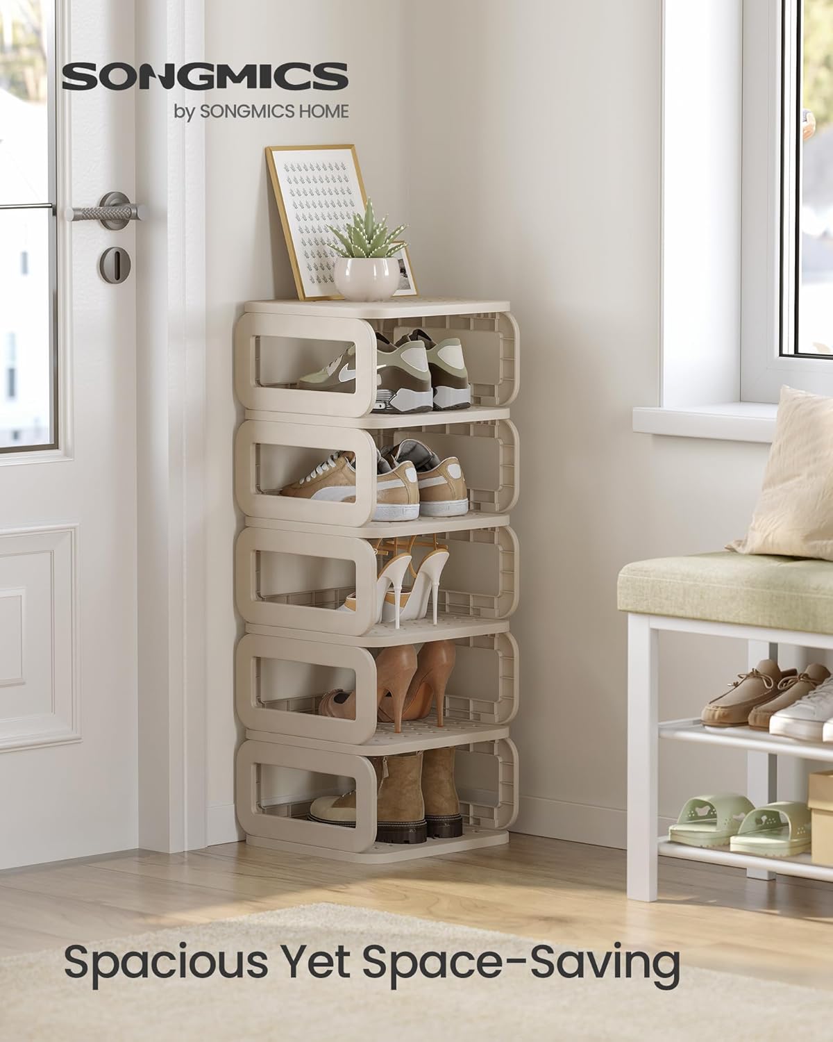 SONGMICS Narrow Shoe Rack with 6 Shelves