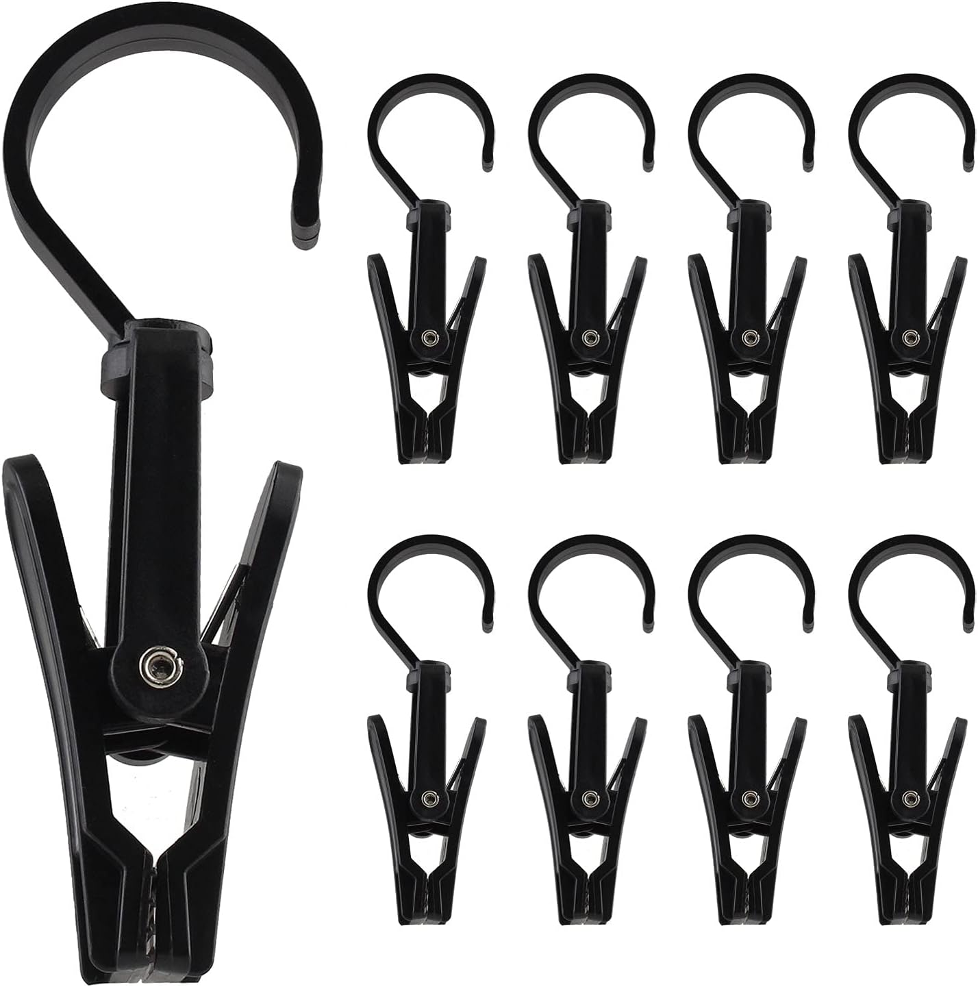 20PCS Black Swivel Laundry Hooks with Strong Grip