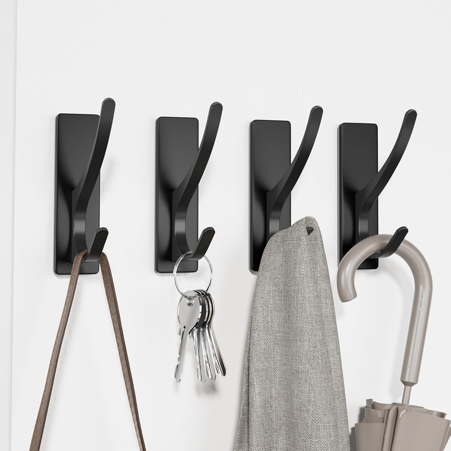Self Adhesive Coat Hooks 10 Pack Matt Black Heavy Duty