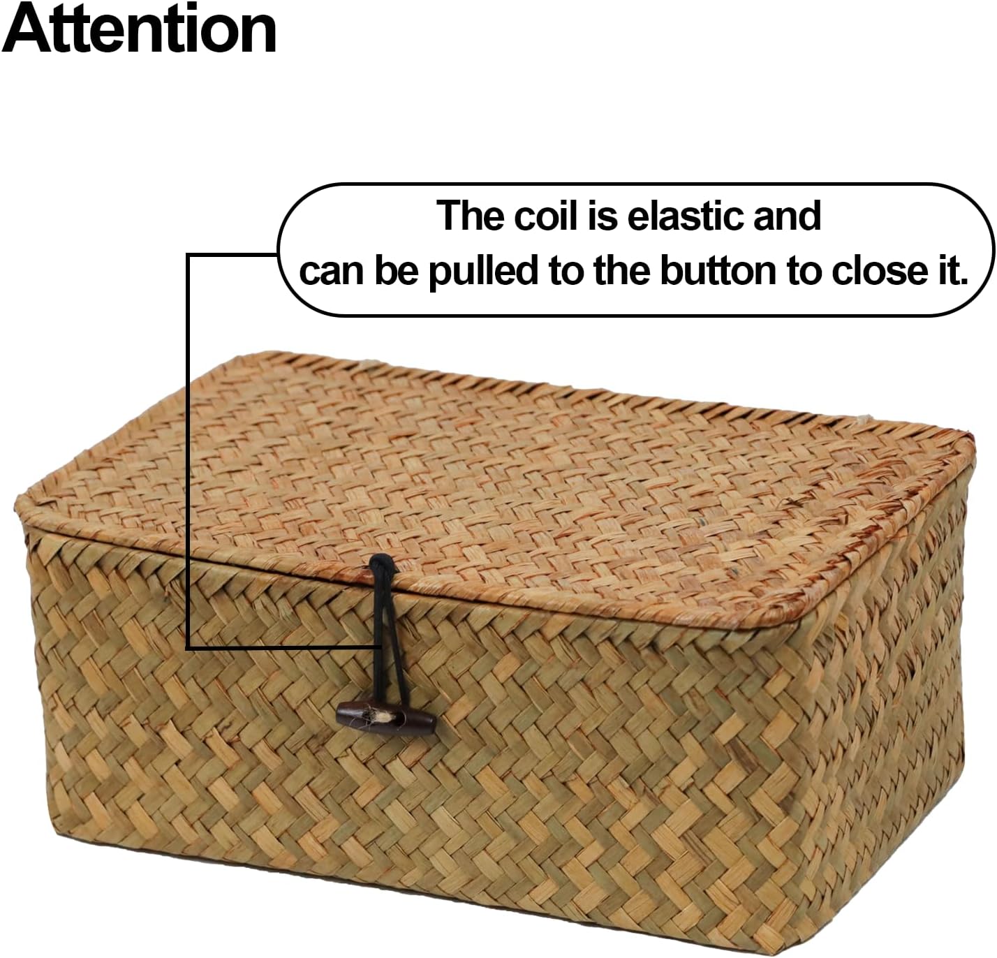 Set of 2 Wicker Baskets with Lid for Storage