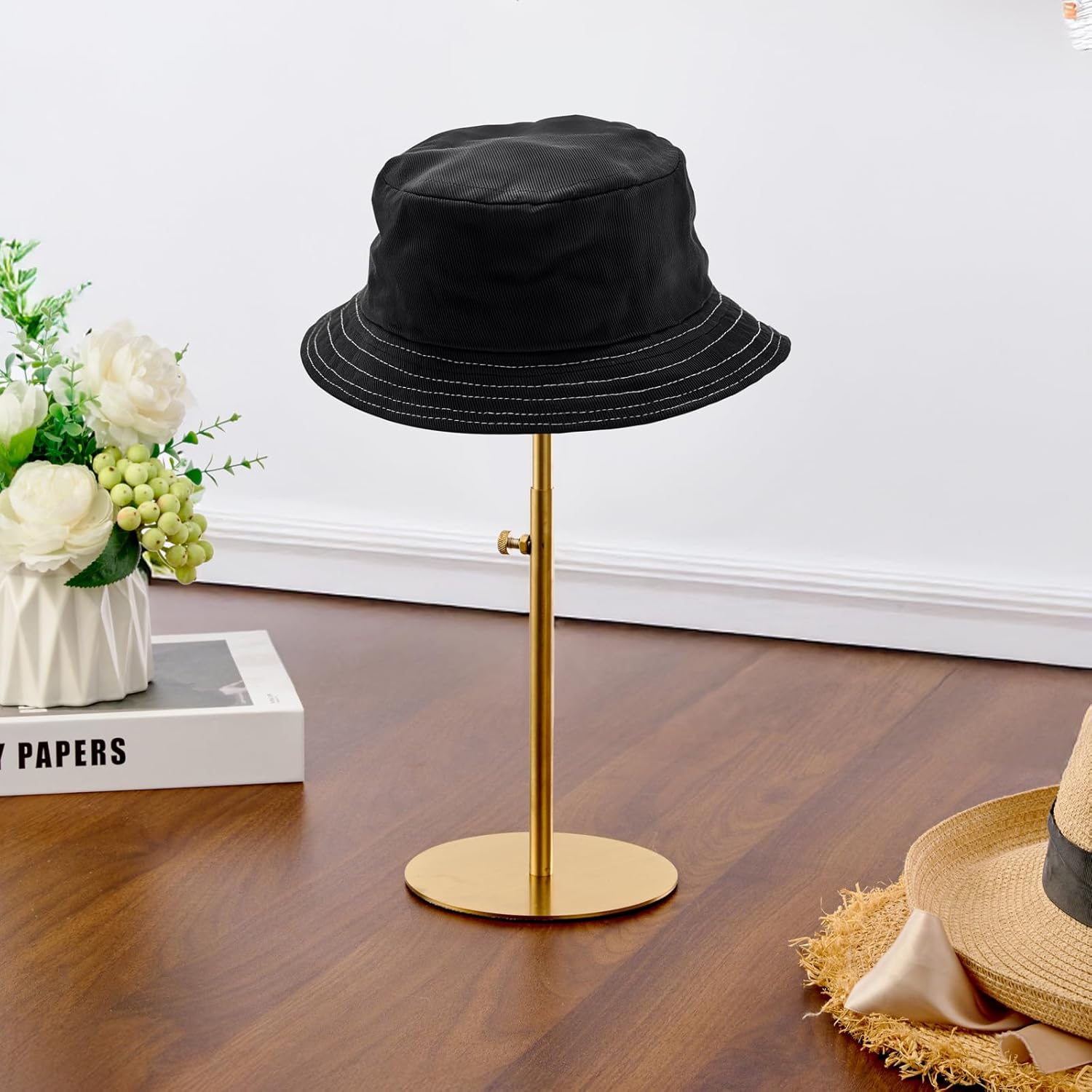 2PCS Adjustable Height Stainless Steel Hat Stand Display