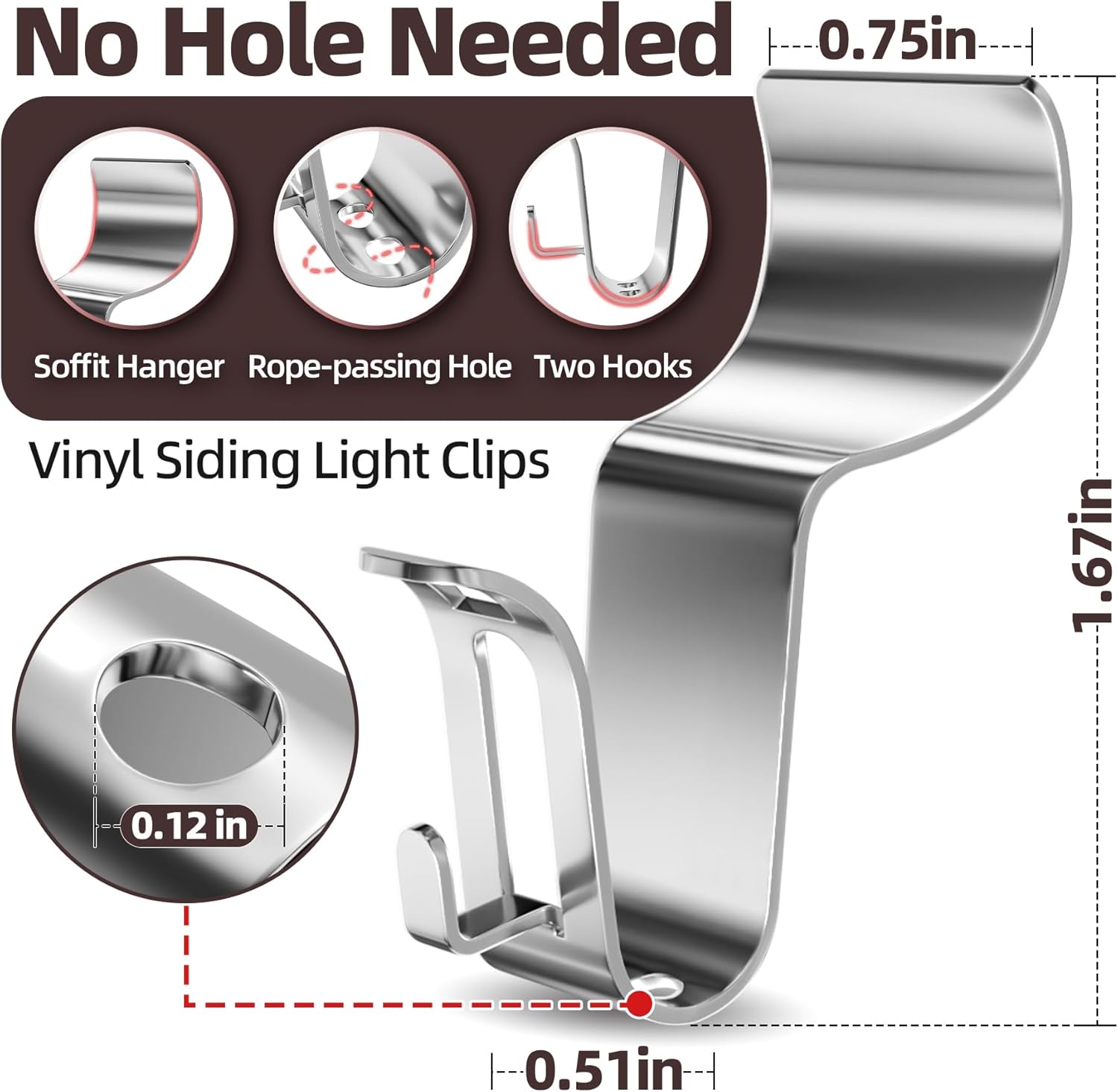 Amuille Vinyl Siding Light Clips 20 Pack Heavy Duty Hooks