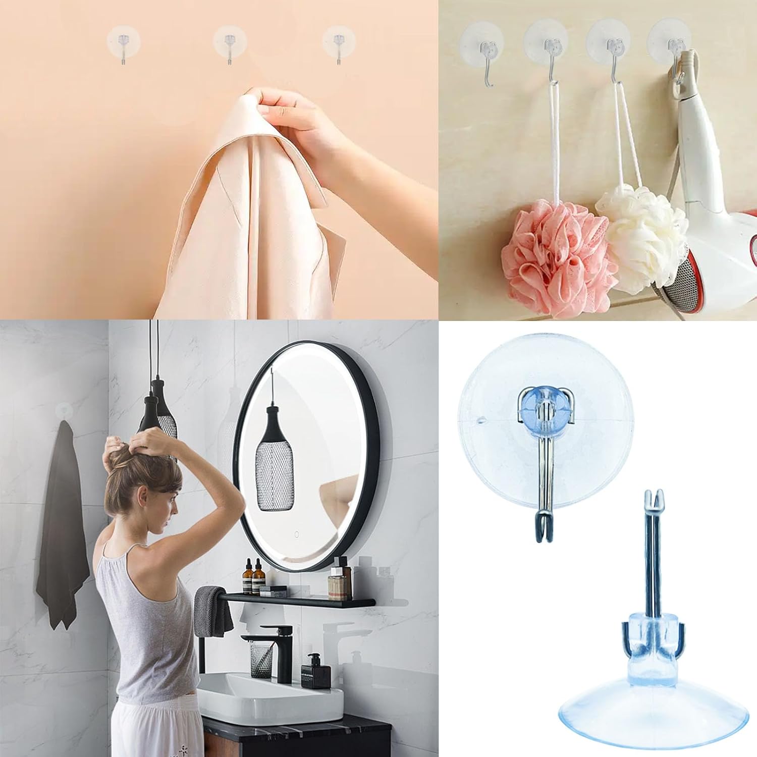 Clear PVC Suction Cups Hooks for Home Organization 6PCS