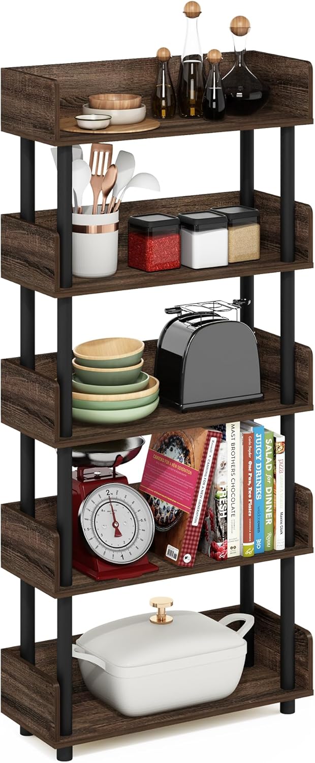 Furinno 5-Tier Toolless Display Rack Walnut