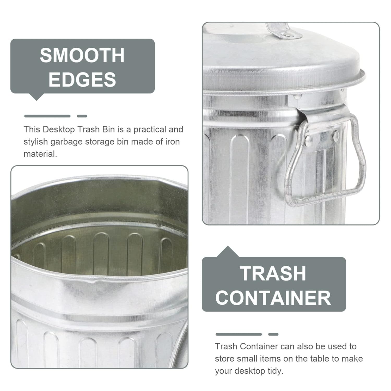 Vintage Iron Stationery Storage Barrel Mini Desktop Trash Can for Office and Home