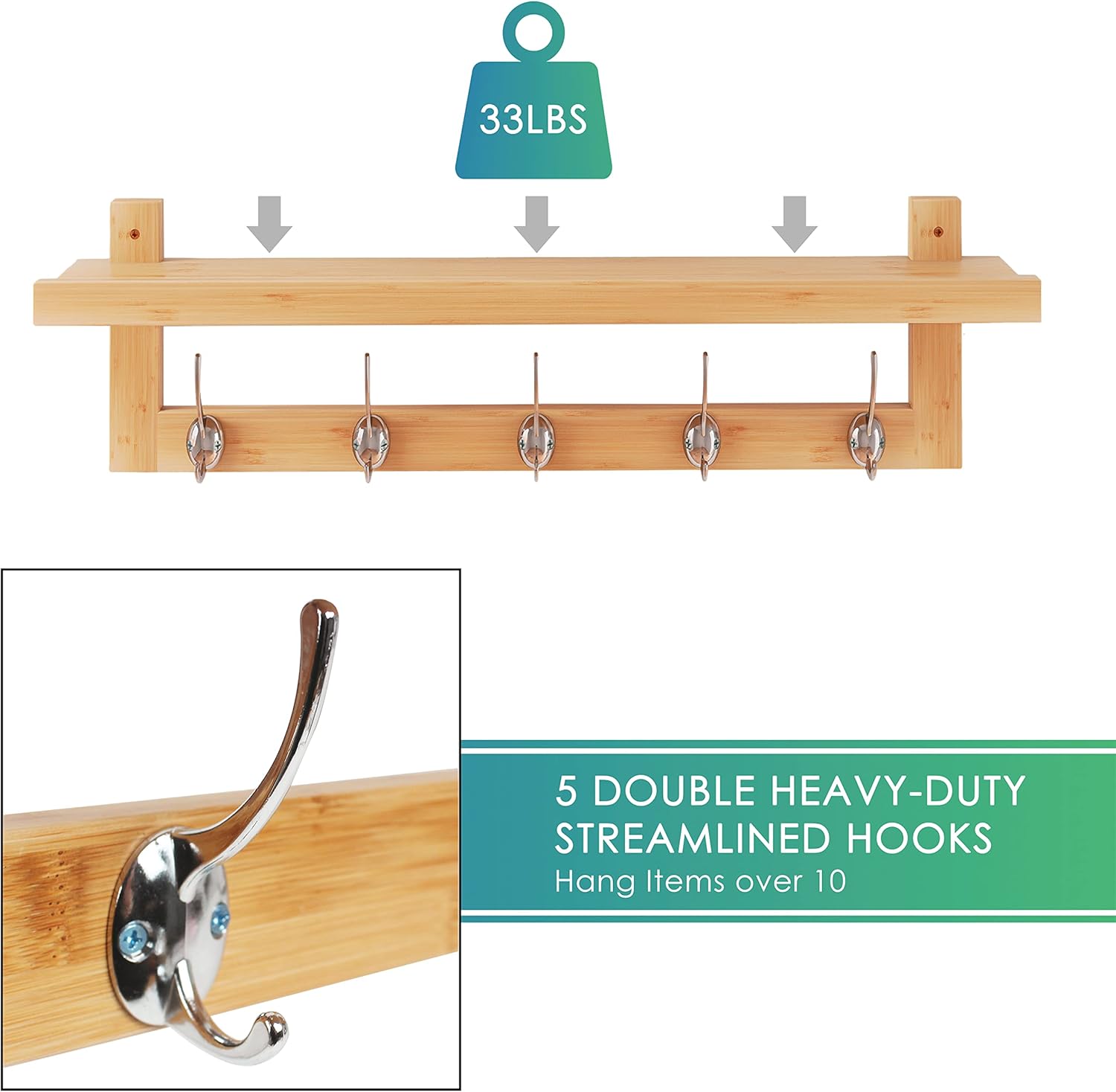 SMIBUY Wall-Mounted Coat Hooks with Shelf 292 Inch Entryway Organizer