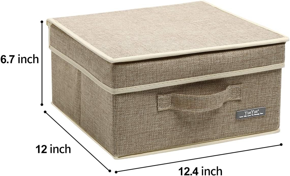 YueYue 4 Pack Lidded Fabric Storage Boxes with Handles
