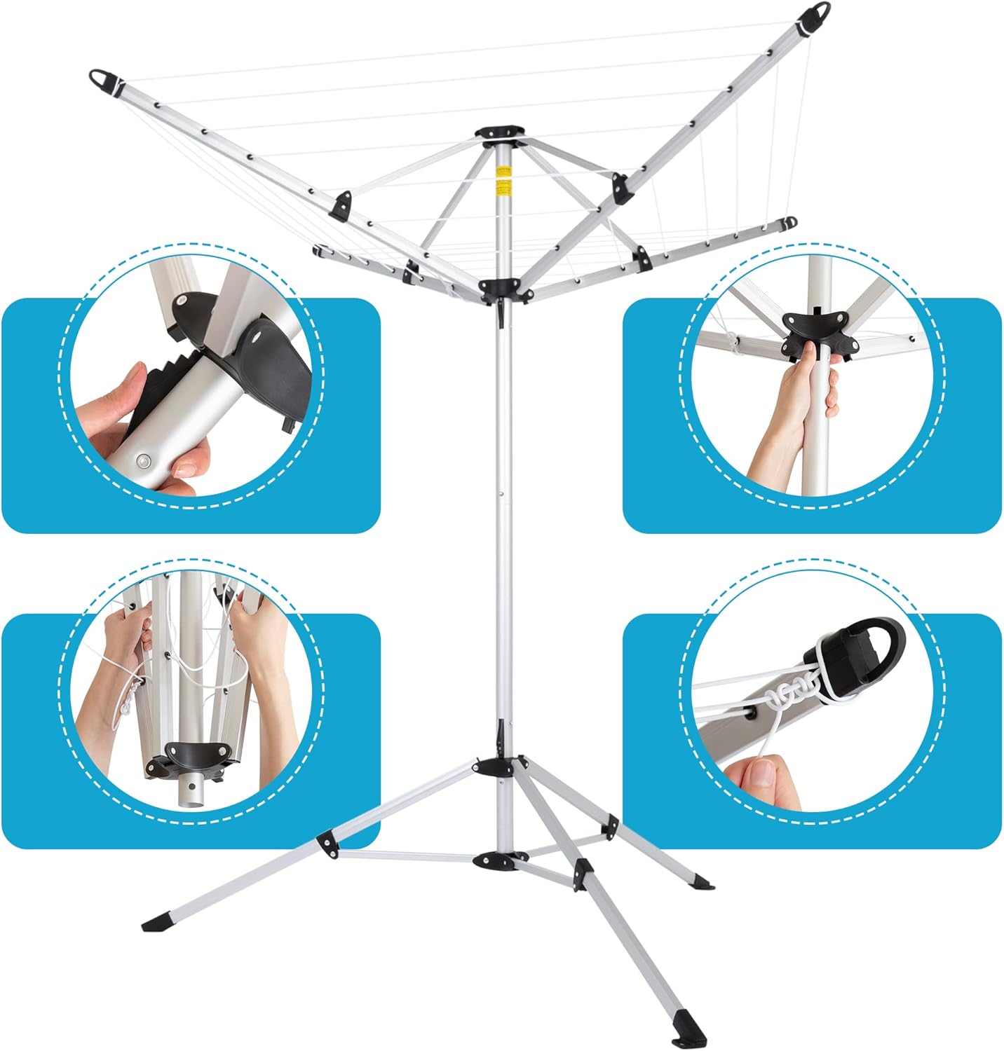 JS HANGER 4-arm Aluminum Clothesline Drying Rack