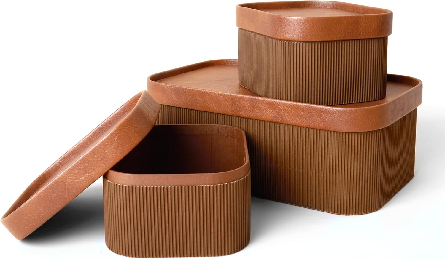LA JOLIE MUSE Fluted Cardboard Storage Baskets Set of 3