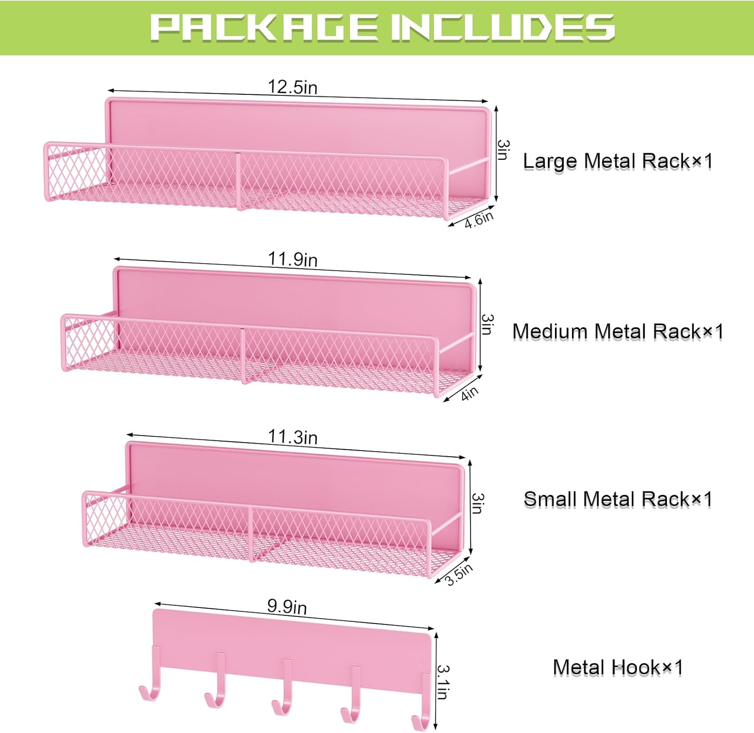 4 Pack Magnetic Shelves for Washing Machine Pink