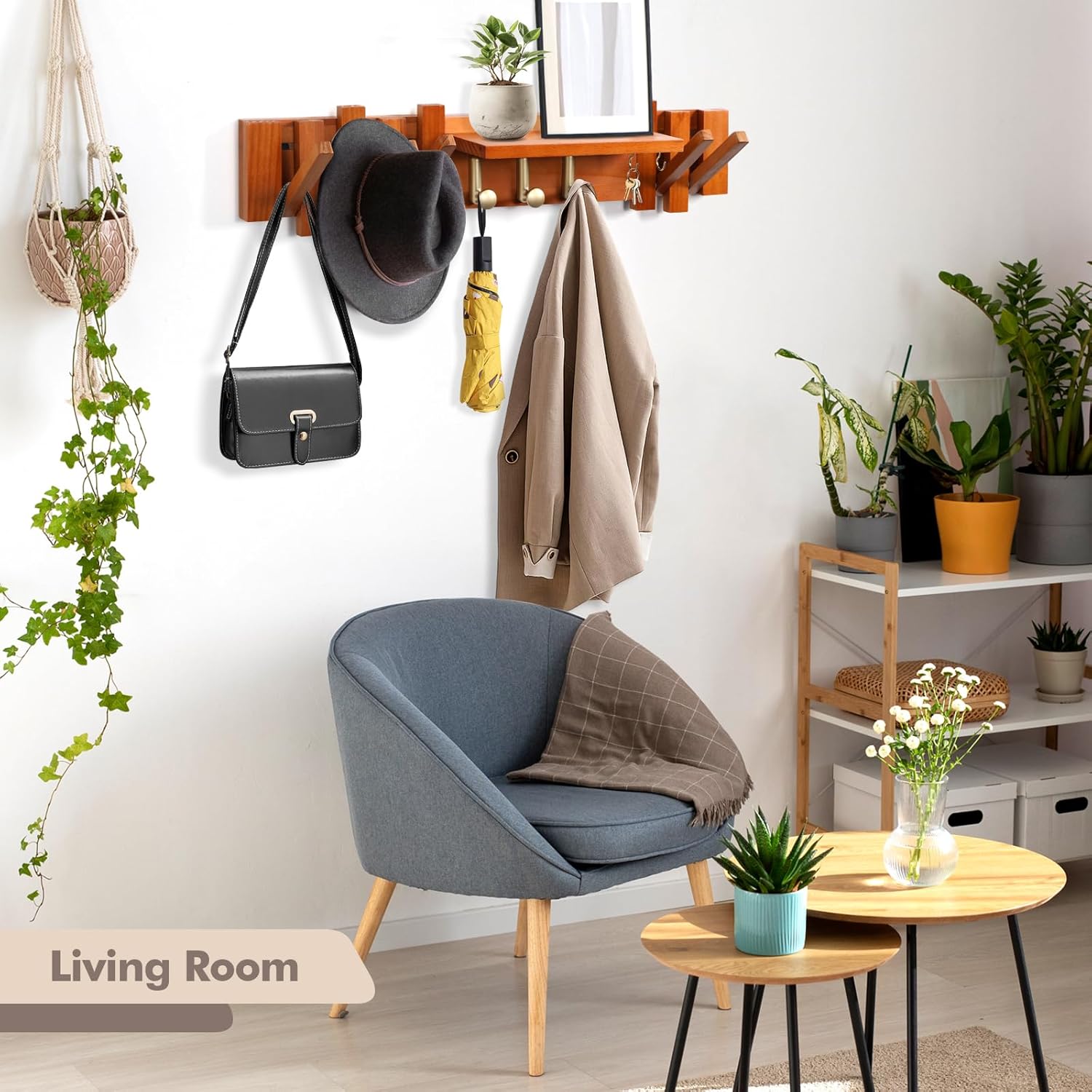Zingoetrie Wood Coat Rack Wall Mount with 11 Hooks