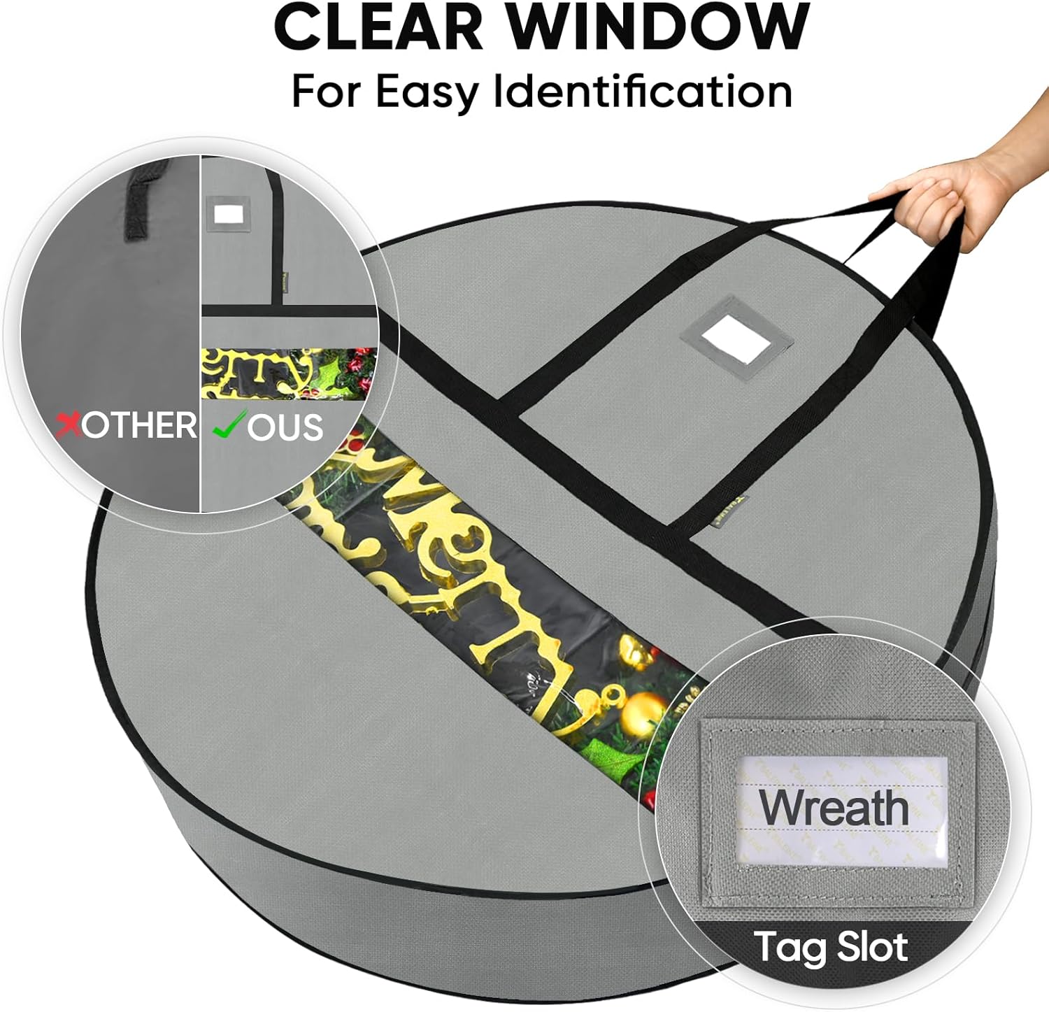 BALEINE Premium Wreath Container with 75ft Storage Bag