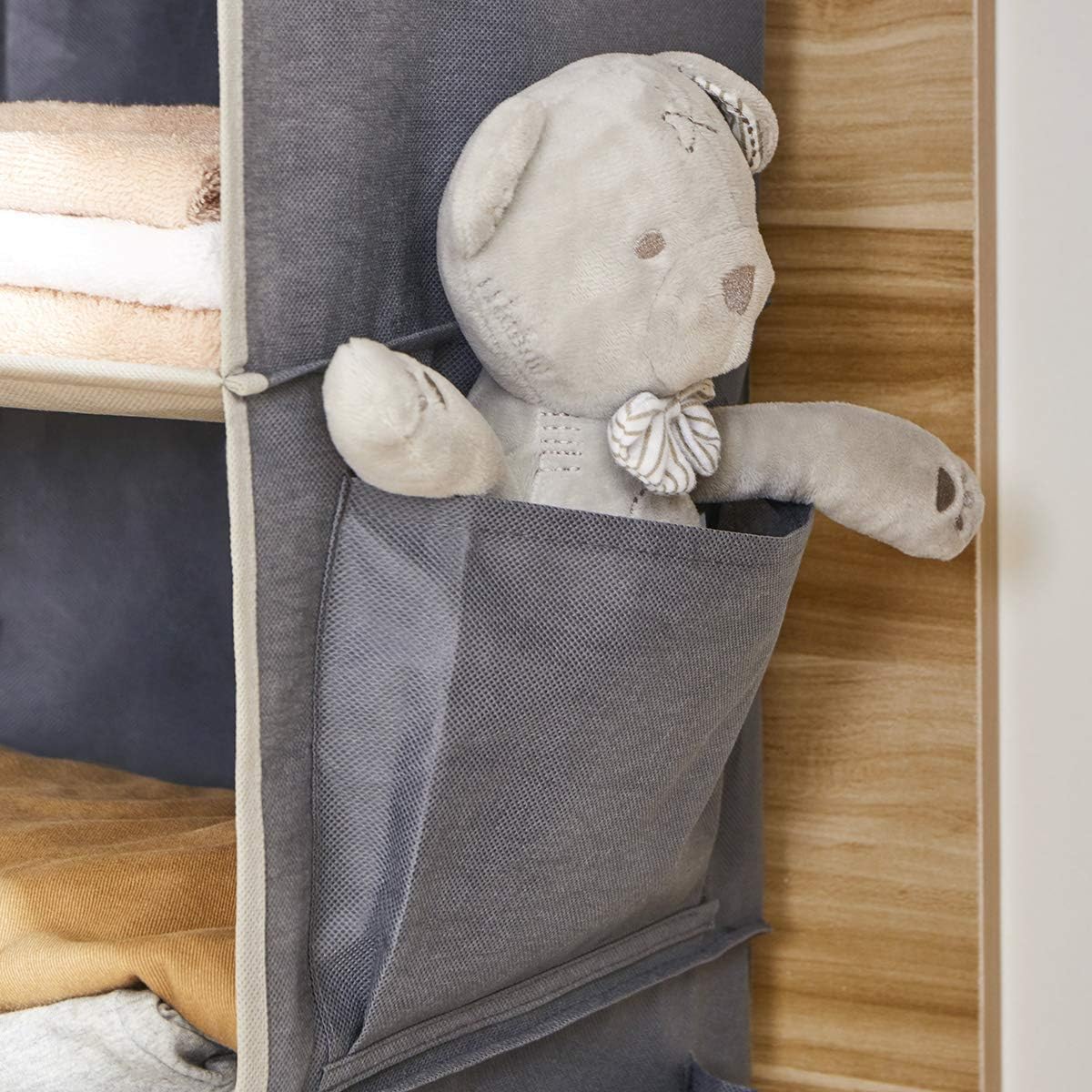 YOUDENOVA 4-Shelf Hanging Closet Organizer Grey