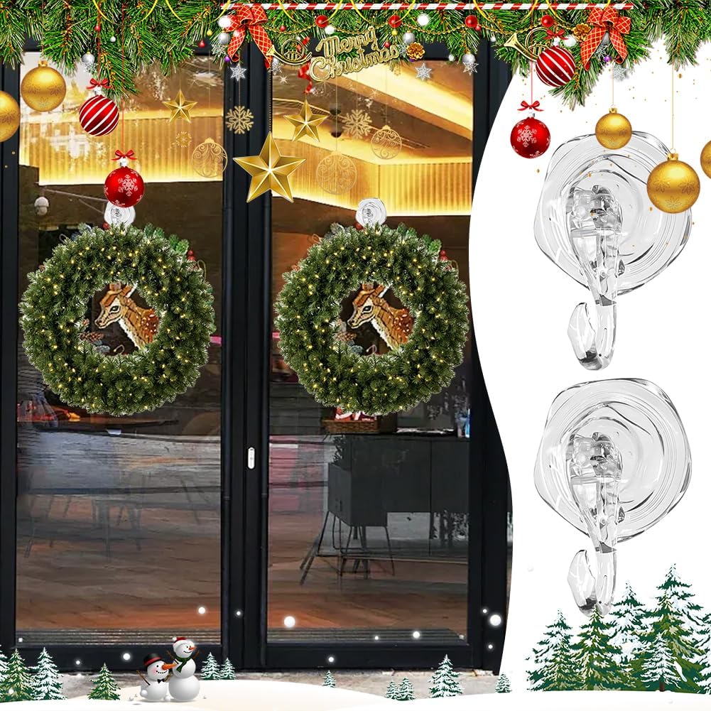 2PCS Suction Cup Hanger Heavy Duty 2kg Capacity Wreath Holder