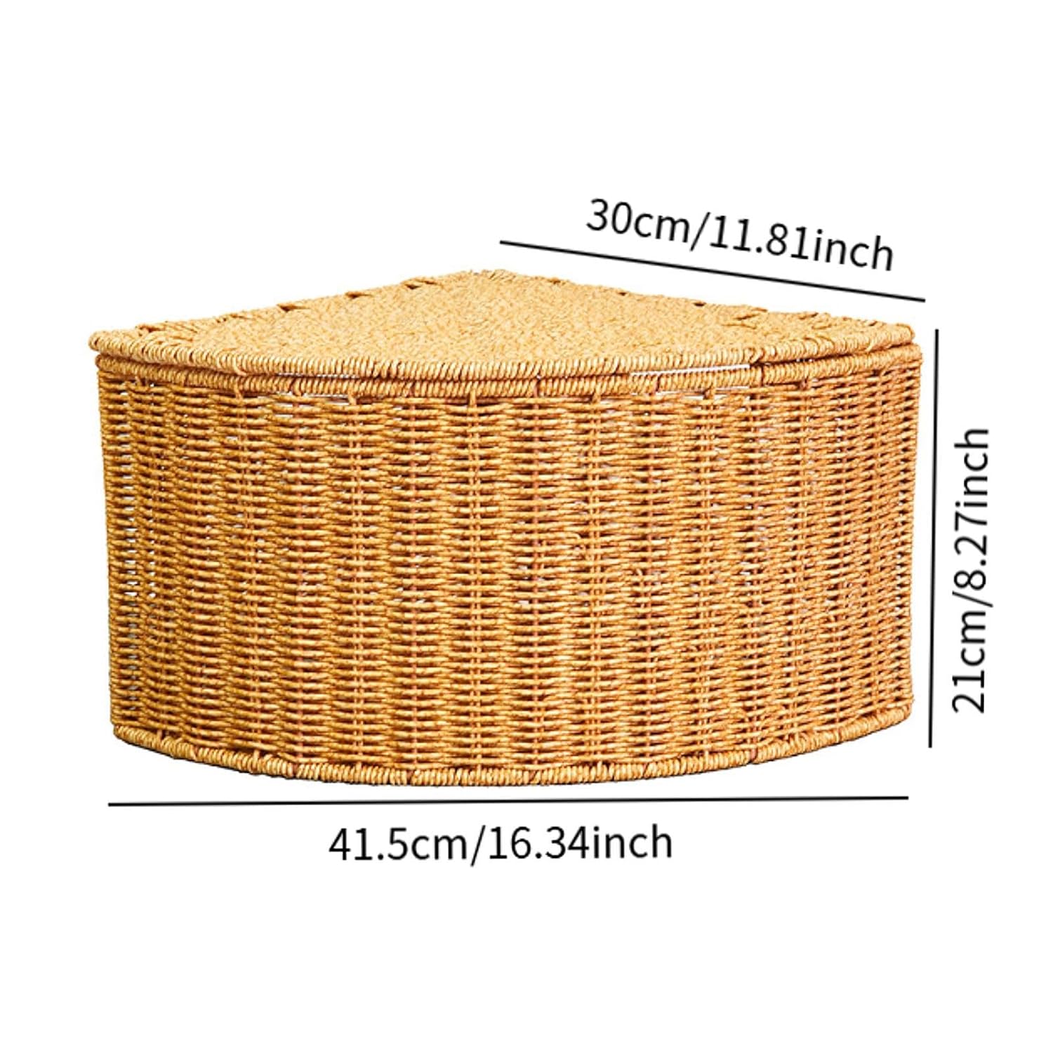 Corner Storage Box with Dustproof Lid Braided Basket