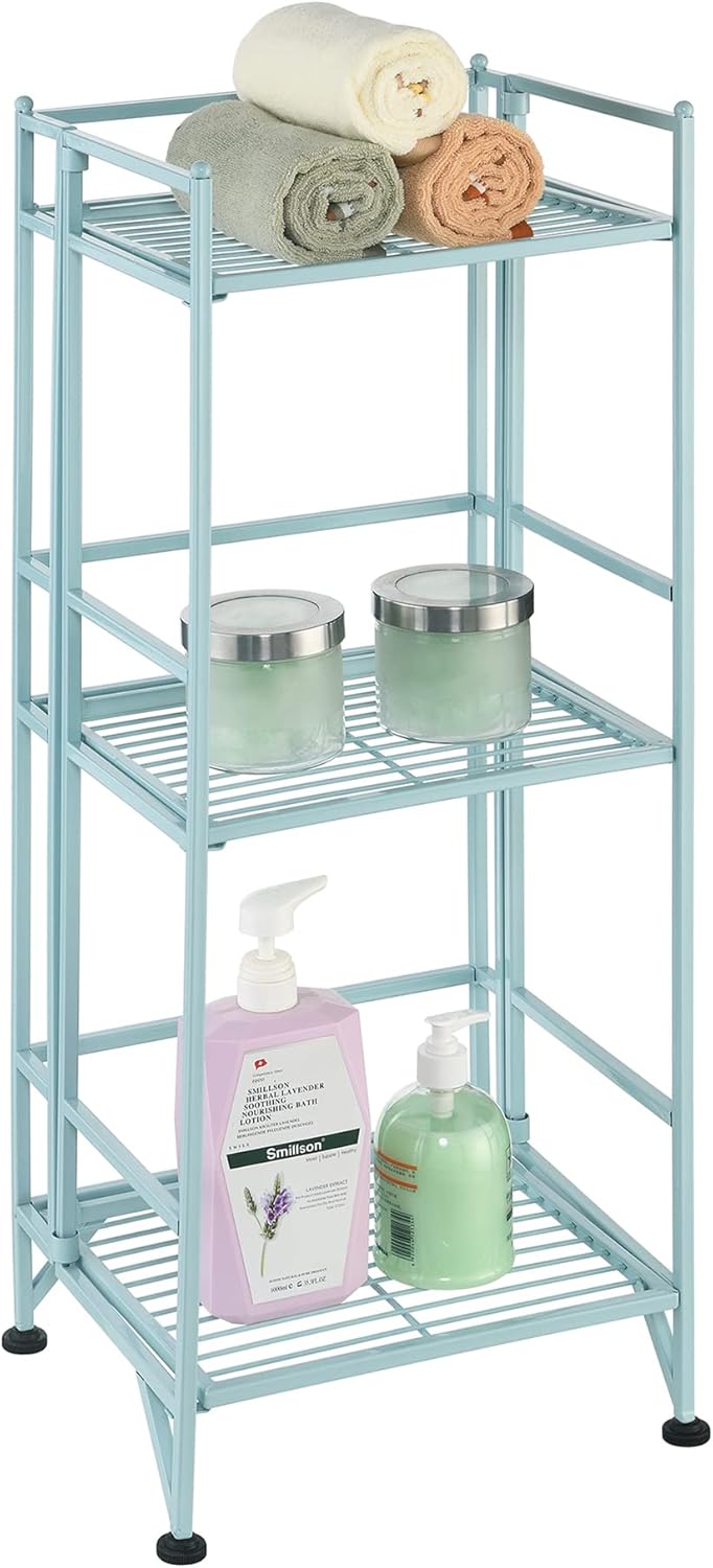 Convenience Concepts Xtra Storage Shelves - 3-Tier Folding Metal Shelves for Modern Home Use