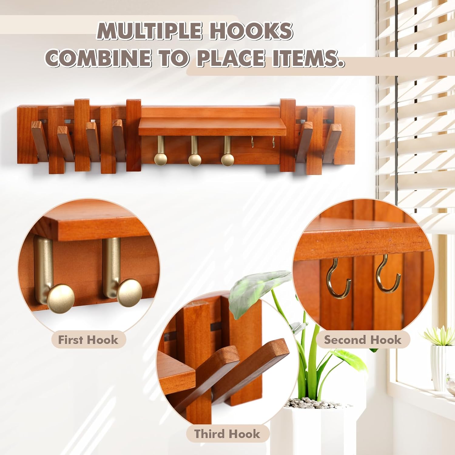 Zingoetrie Wood Coat Rack Wall Mount with 11 Hooks