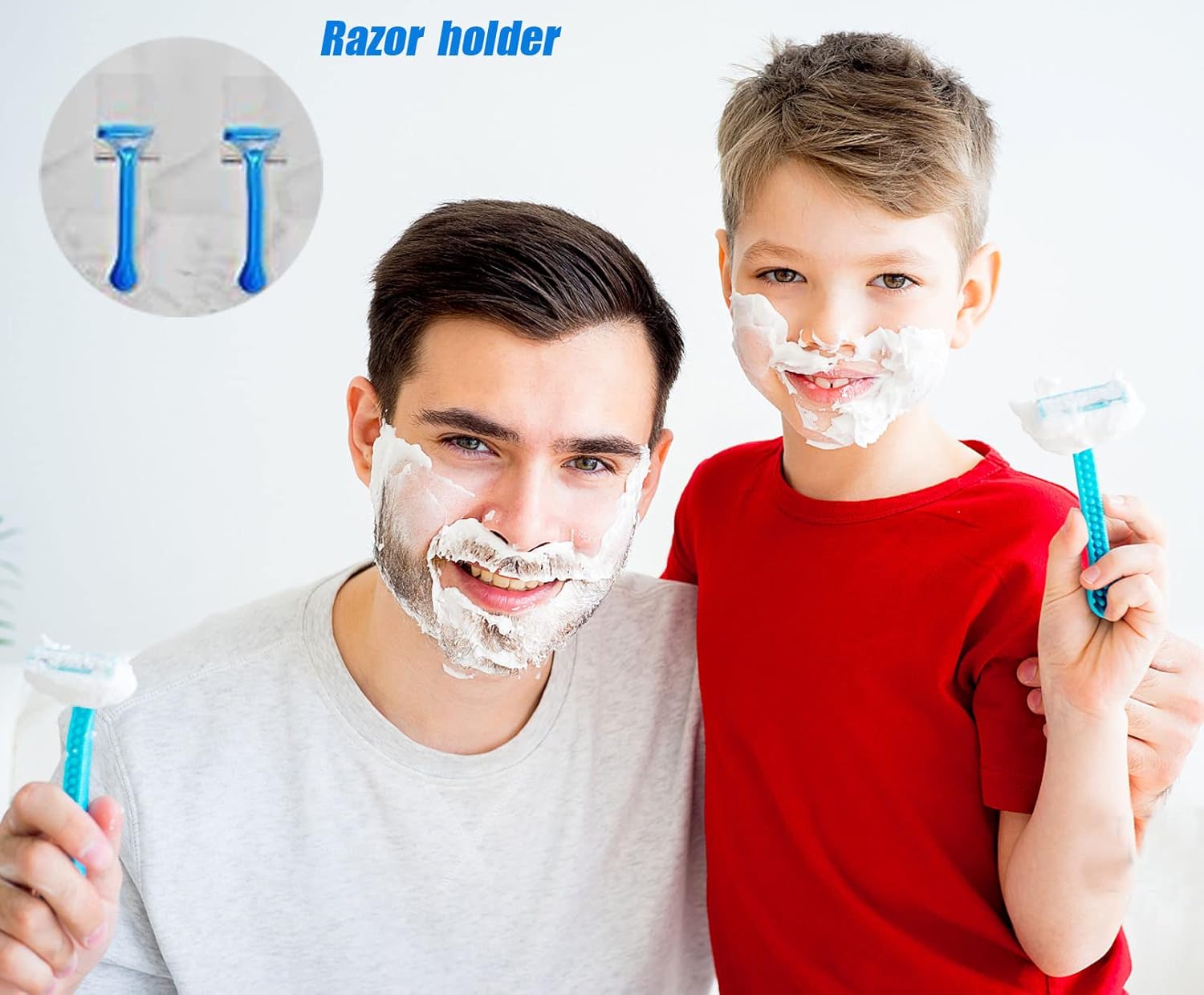 Clear Adhesive Hooks 4pcs Shower Wall Razor Holder