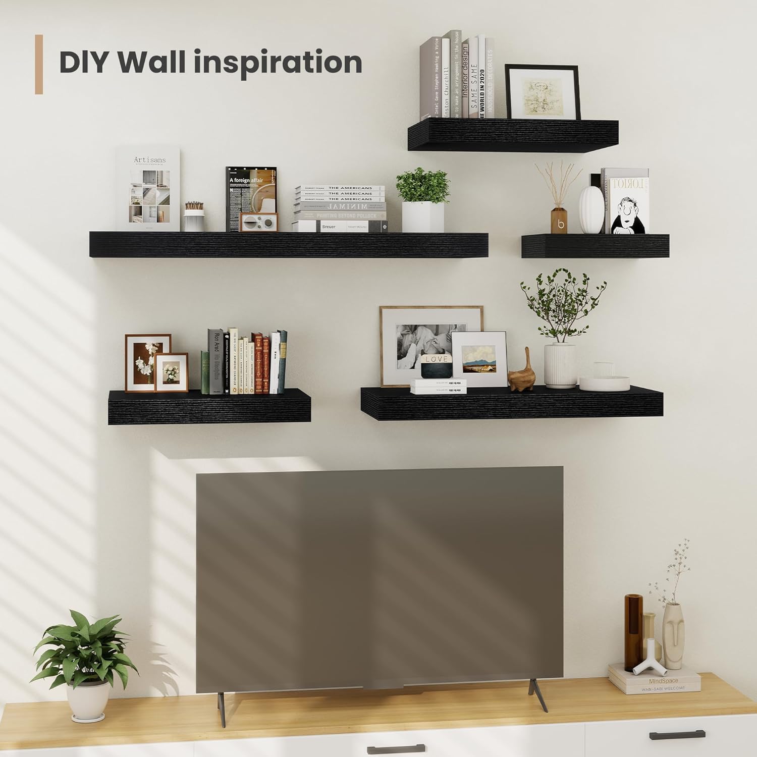 12 Inch Deep Floating Shelves 2Pack Black