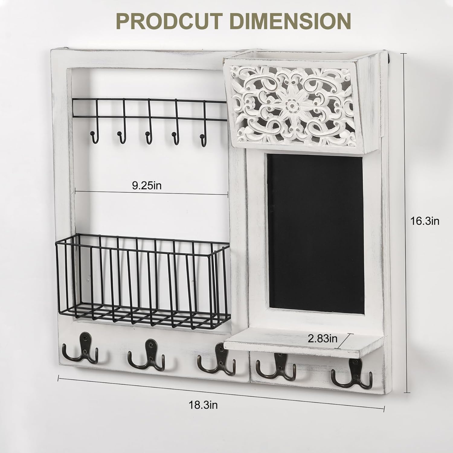 Dhmkfly Key Holder Wall Mount with Chalkboard