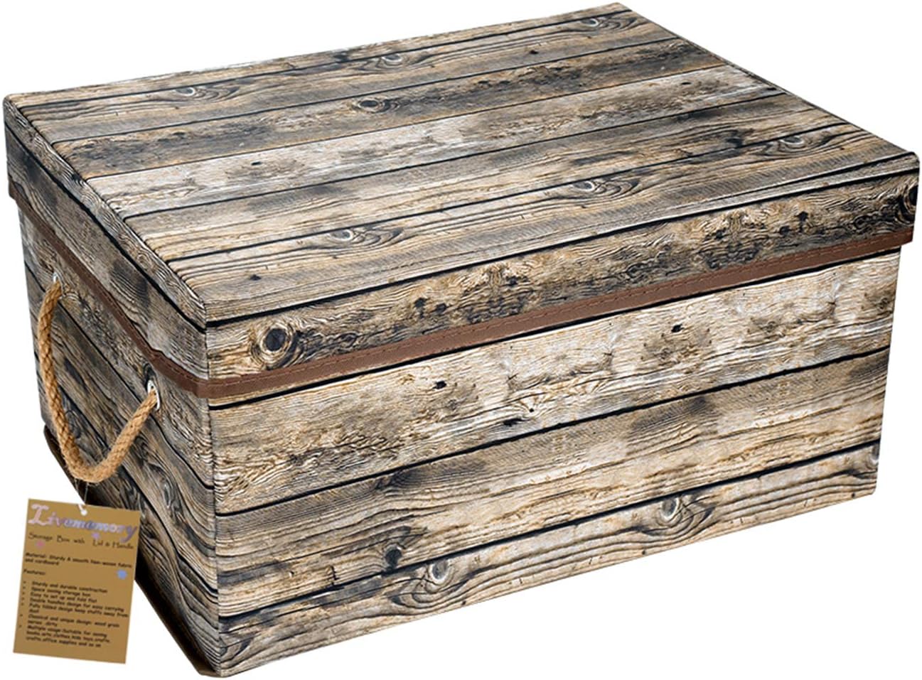 Livememory Lidded Storage Box with Handles and Lids