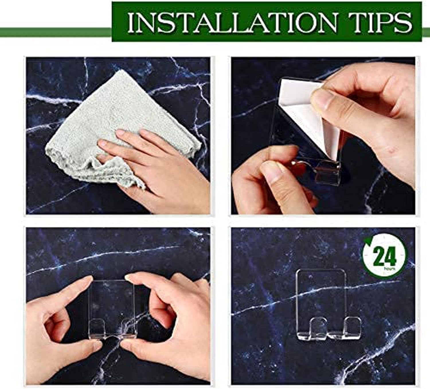 Clear Adhesive Hooks 4pcs Shower Wall Razor Holder