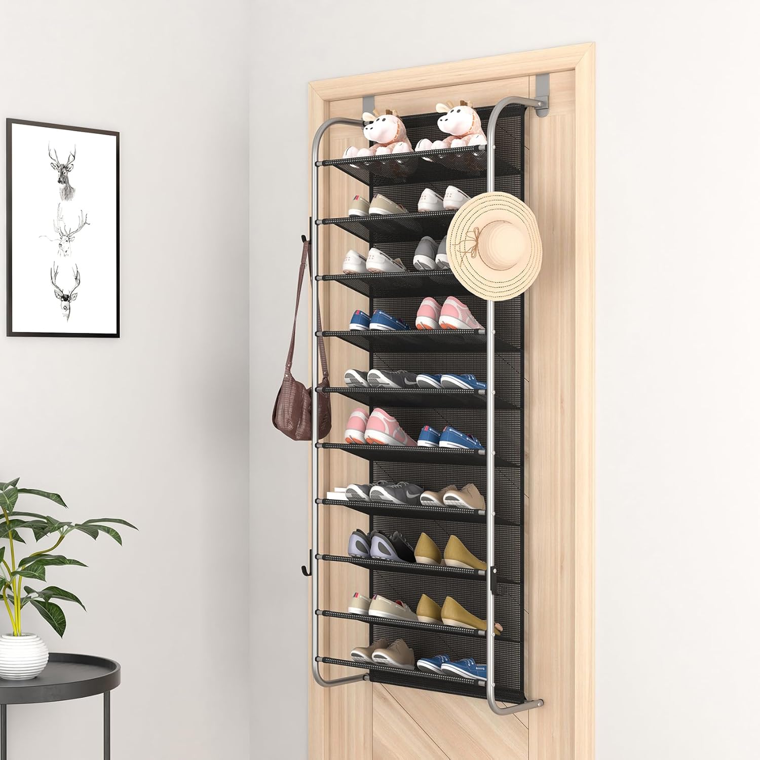 10 Tier Door Hanging Shoe Organizer Rack Gray