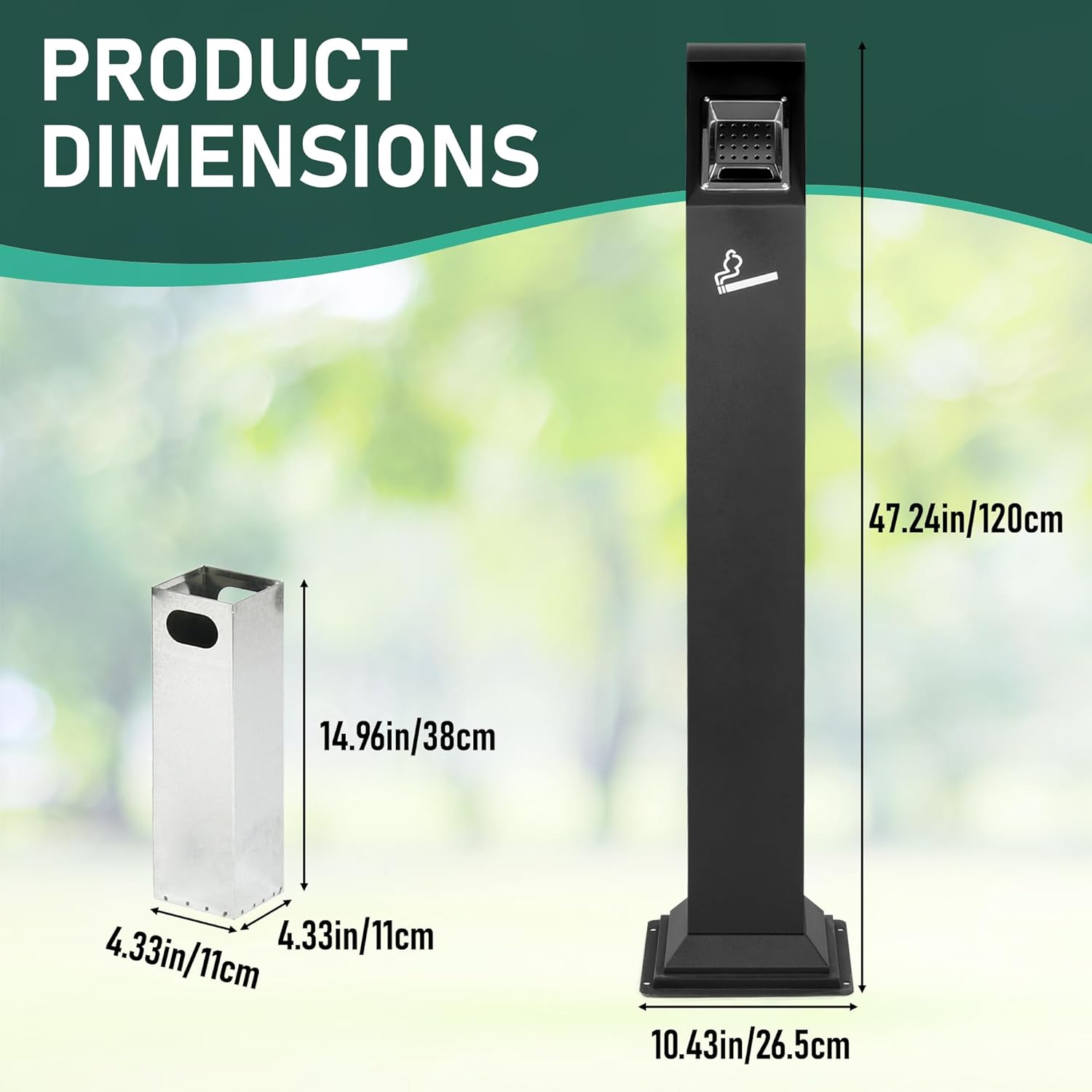 Sturdy Stainless Steel Outdoor Trash Can with Removable Inner Barrel