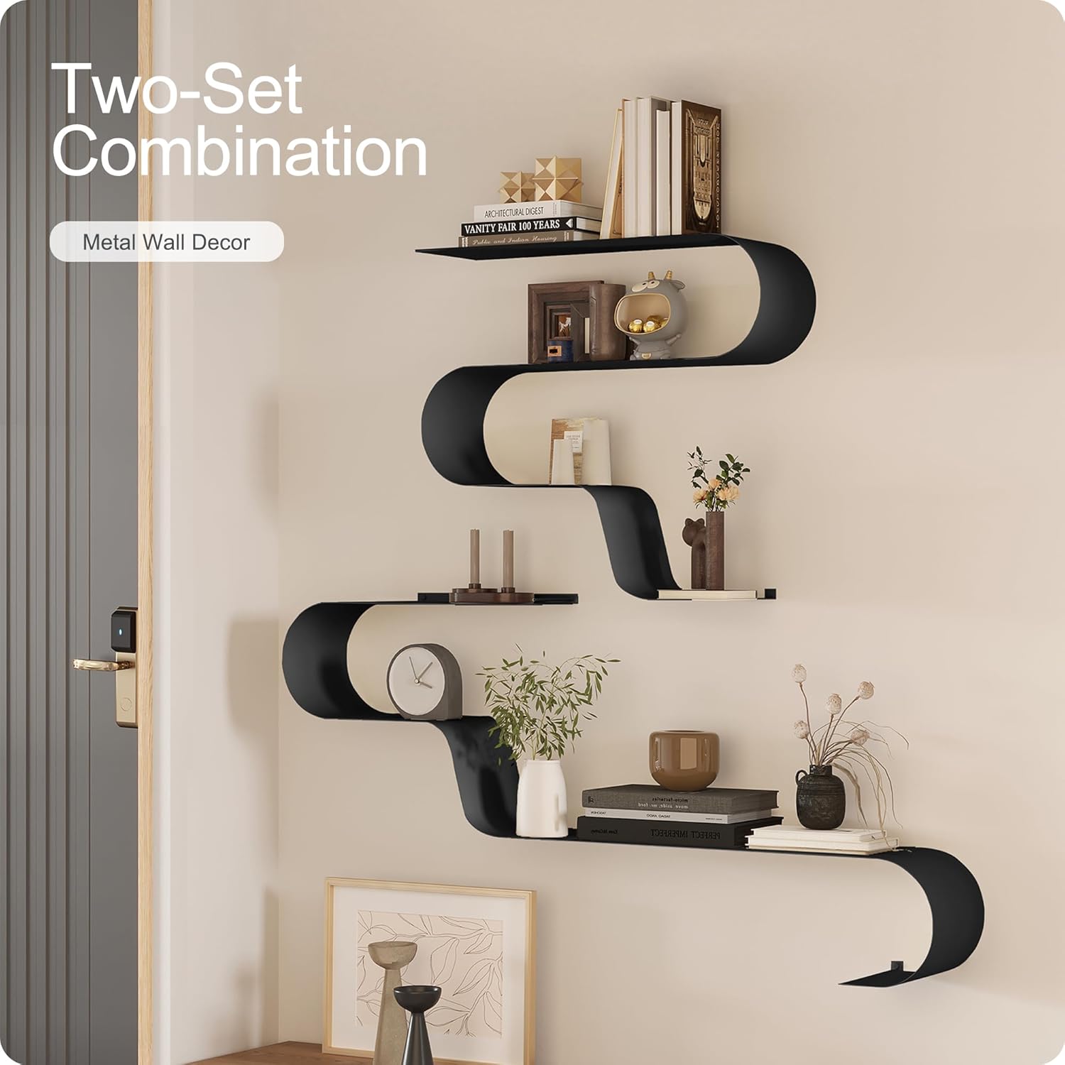 Butunita Black Floating Shelves Set of 3