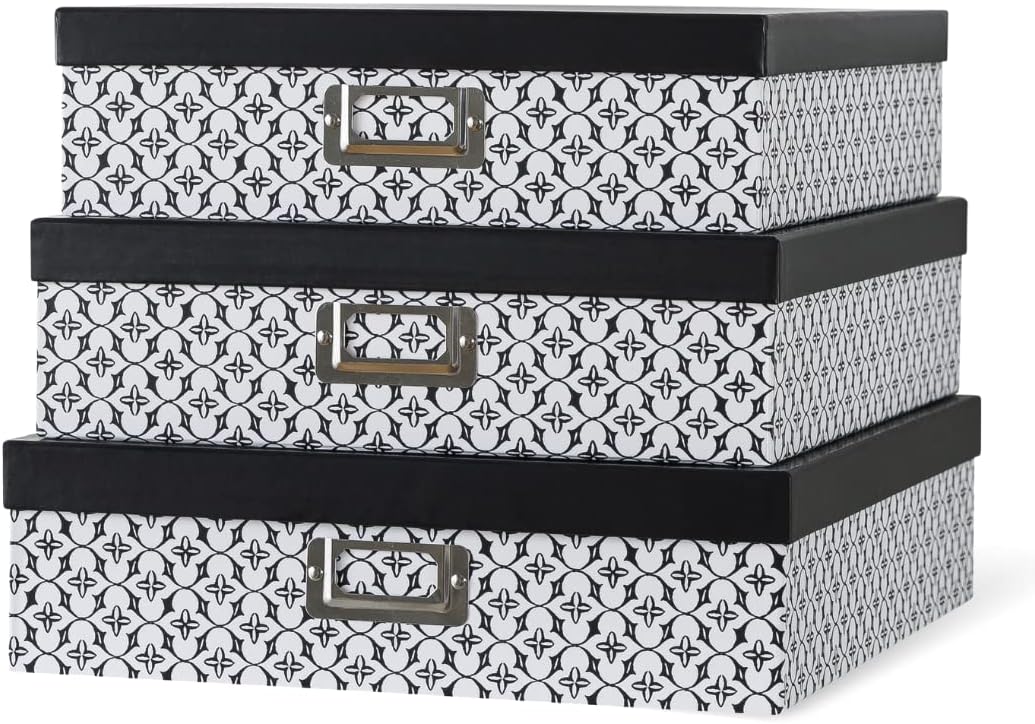 Soul Lane 3 Piece Black and White Storage Boxes with Lids