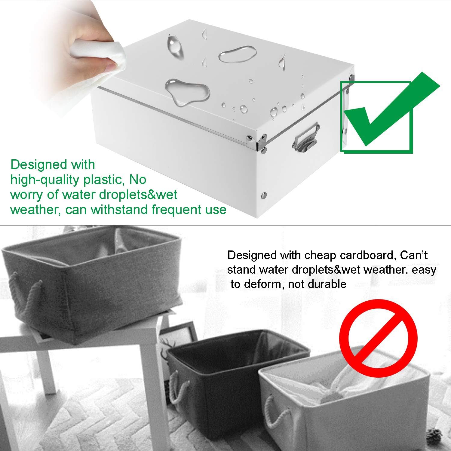 Seekind Decorative Storage Boxes with Lids Waterproof 3-Piece Set