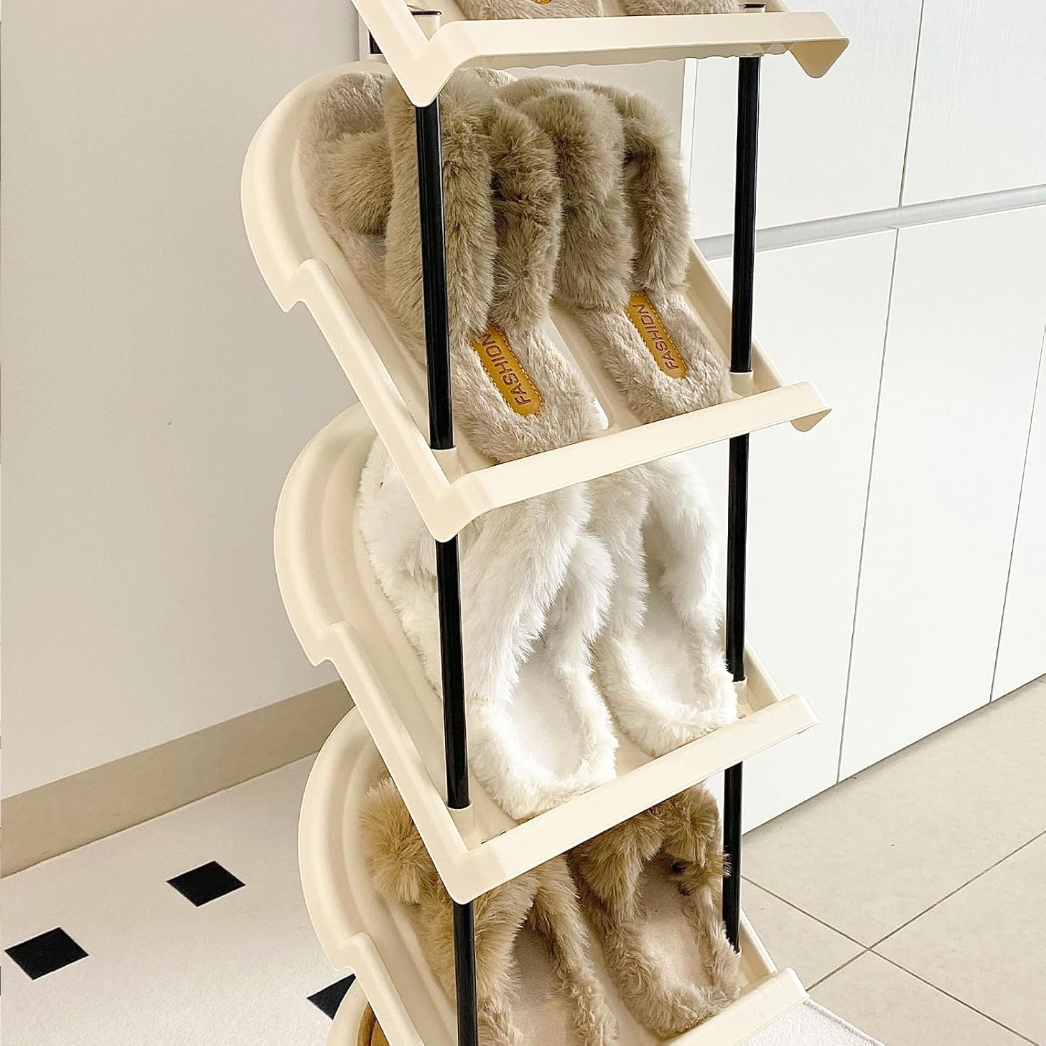 Narrow 6 Tier Plastic Shoe Rack for Home Entryway and Corner