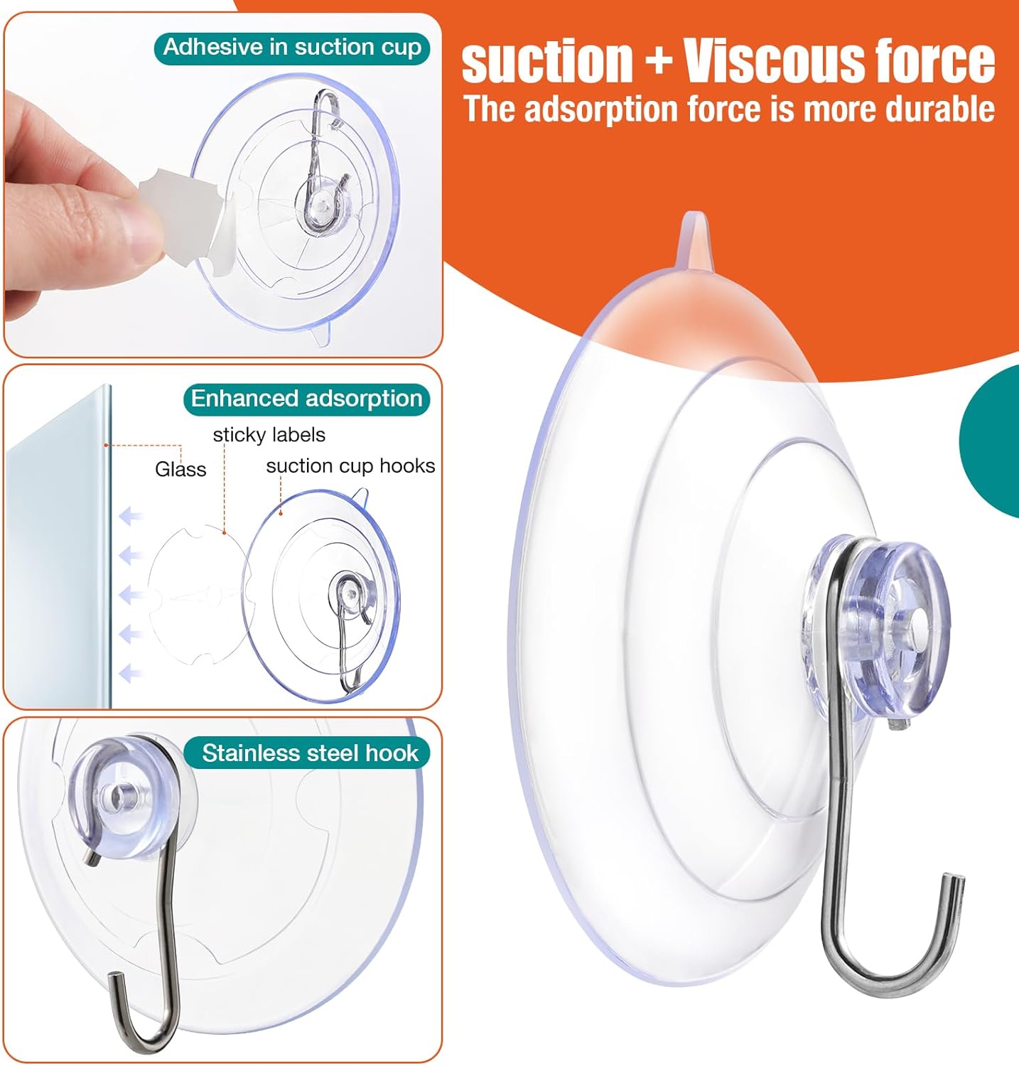 MAISEEN Heavy Duty Suction Cup Hooks 10pk Combo Set