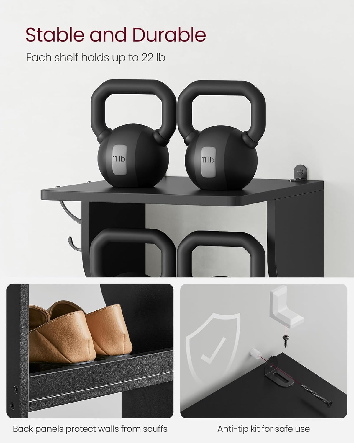 VASAGLE 7 Tier Vertical Shoe Rack Black
