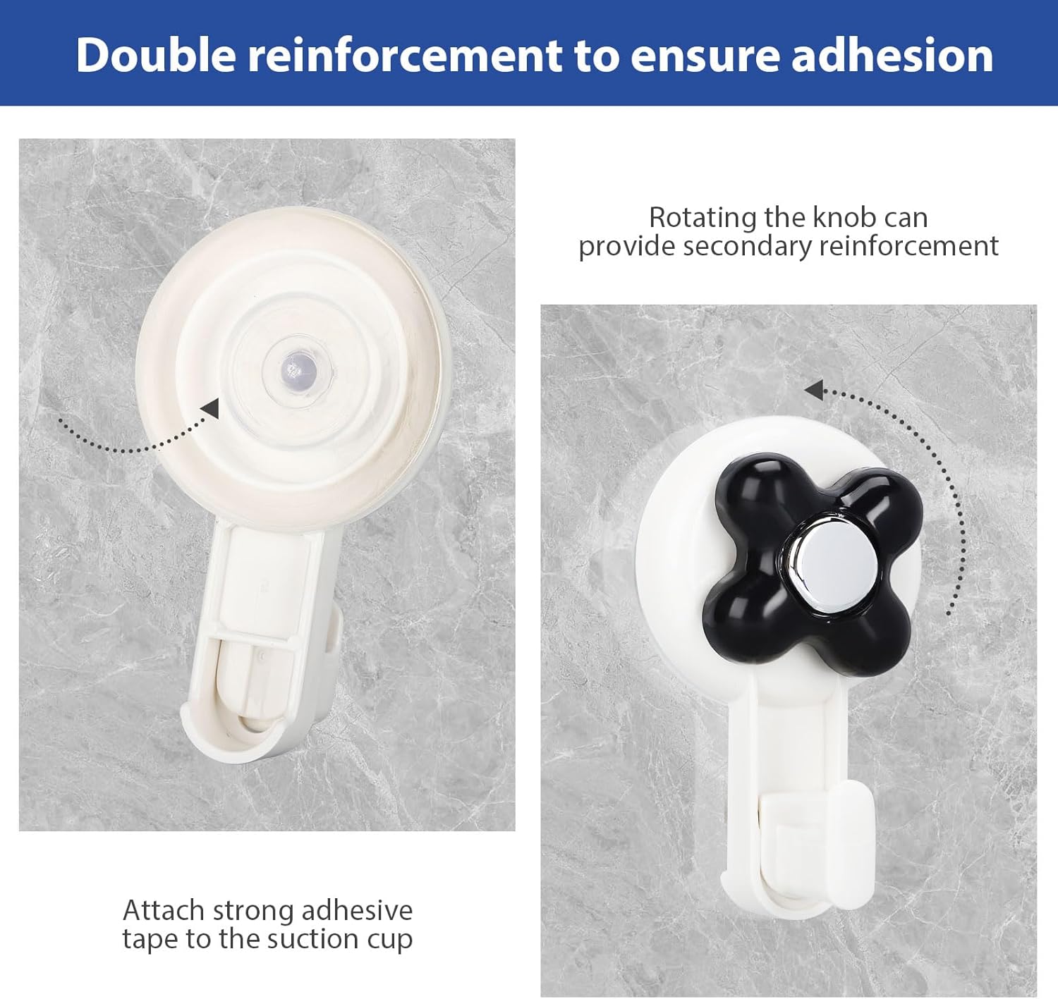 Reusable Suction Cup Hooks 4 Pack Black