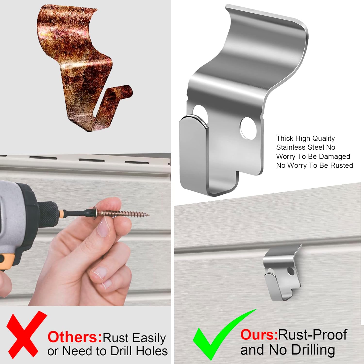 Vinyl Siding Hooks 10 Pack No Drilling 30lbs Capacity
