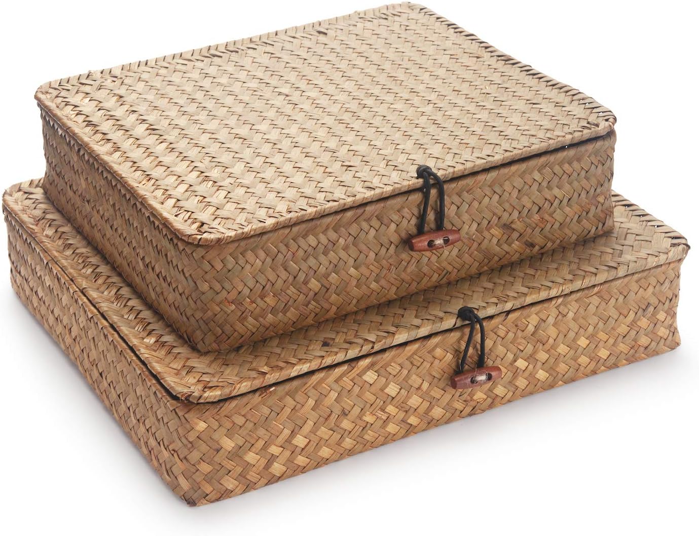 Seagrass Storage Basket Box with Lid Set of 2