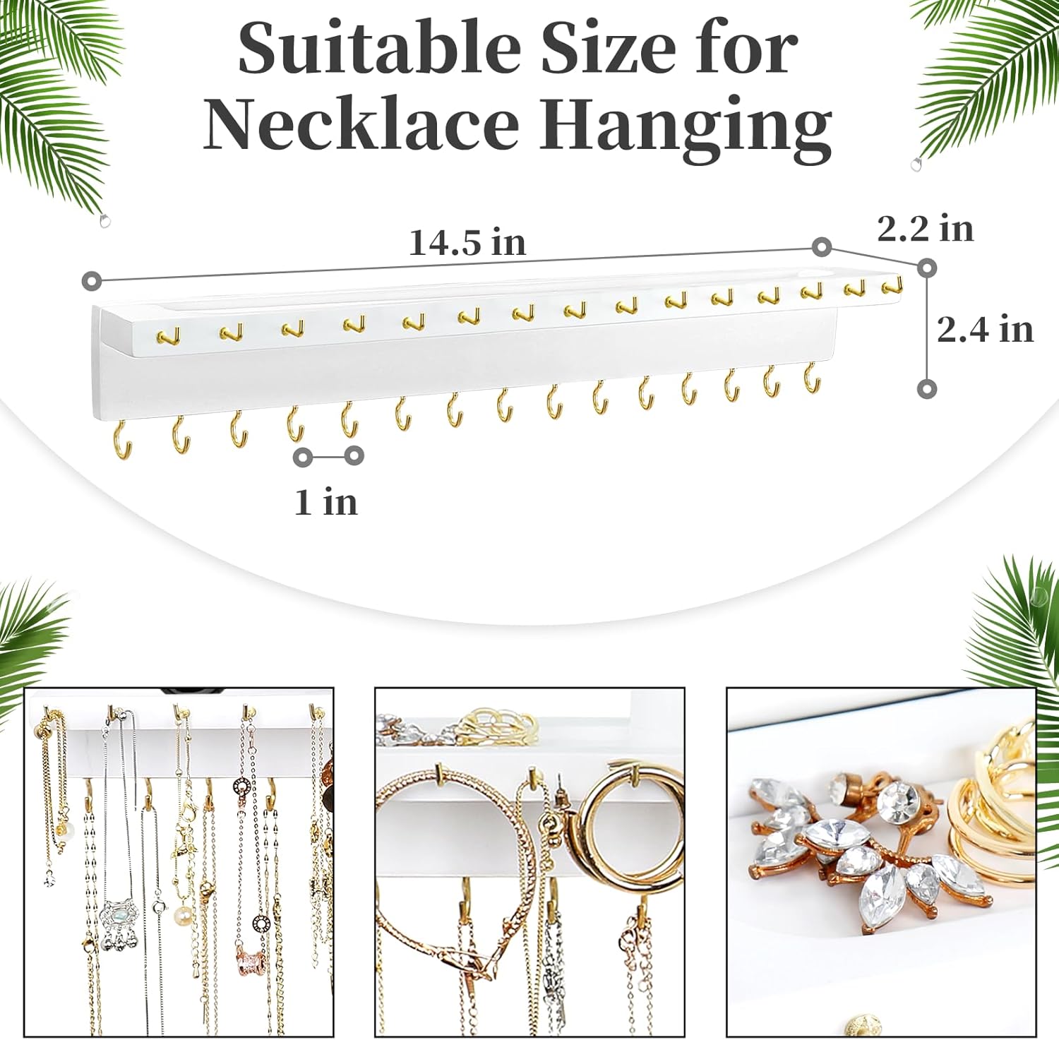 Necklace Holder with 30 Hooks and Jewelry Tray