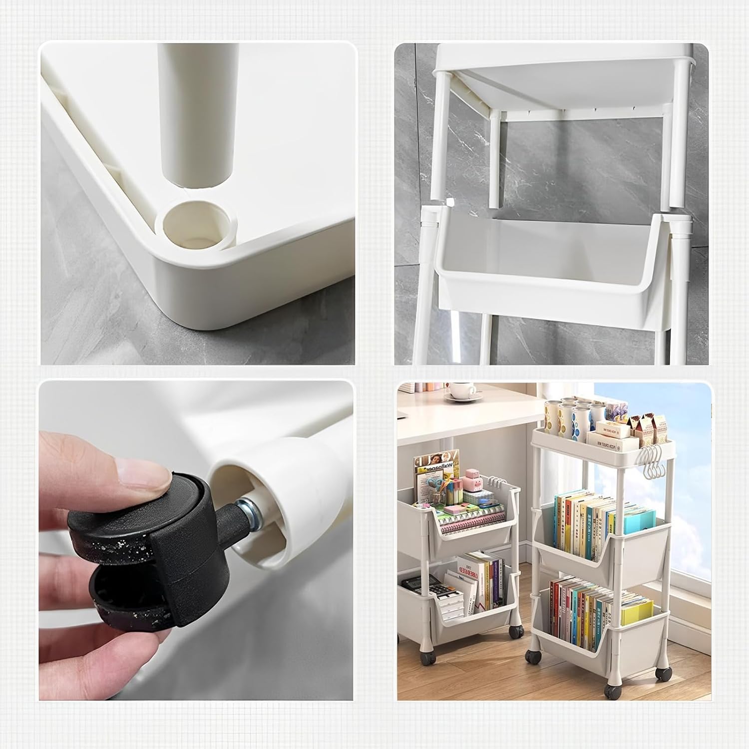 5-Tier Mobile Storage Shelf with Wheels White