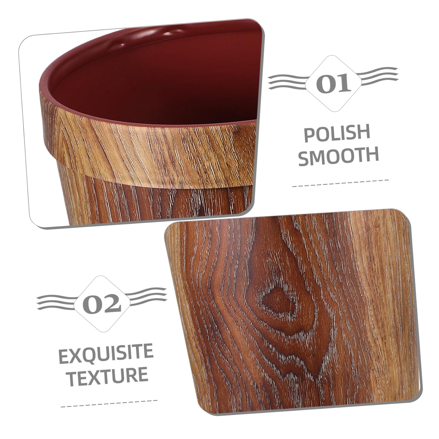 DOITOOL Decorative Trash Can with Wood Grain Design